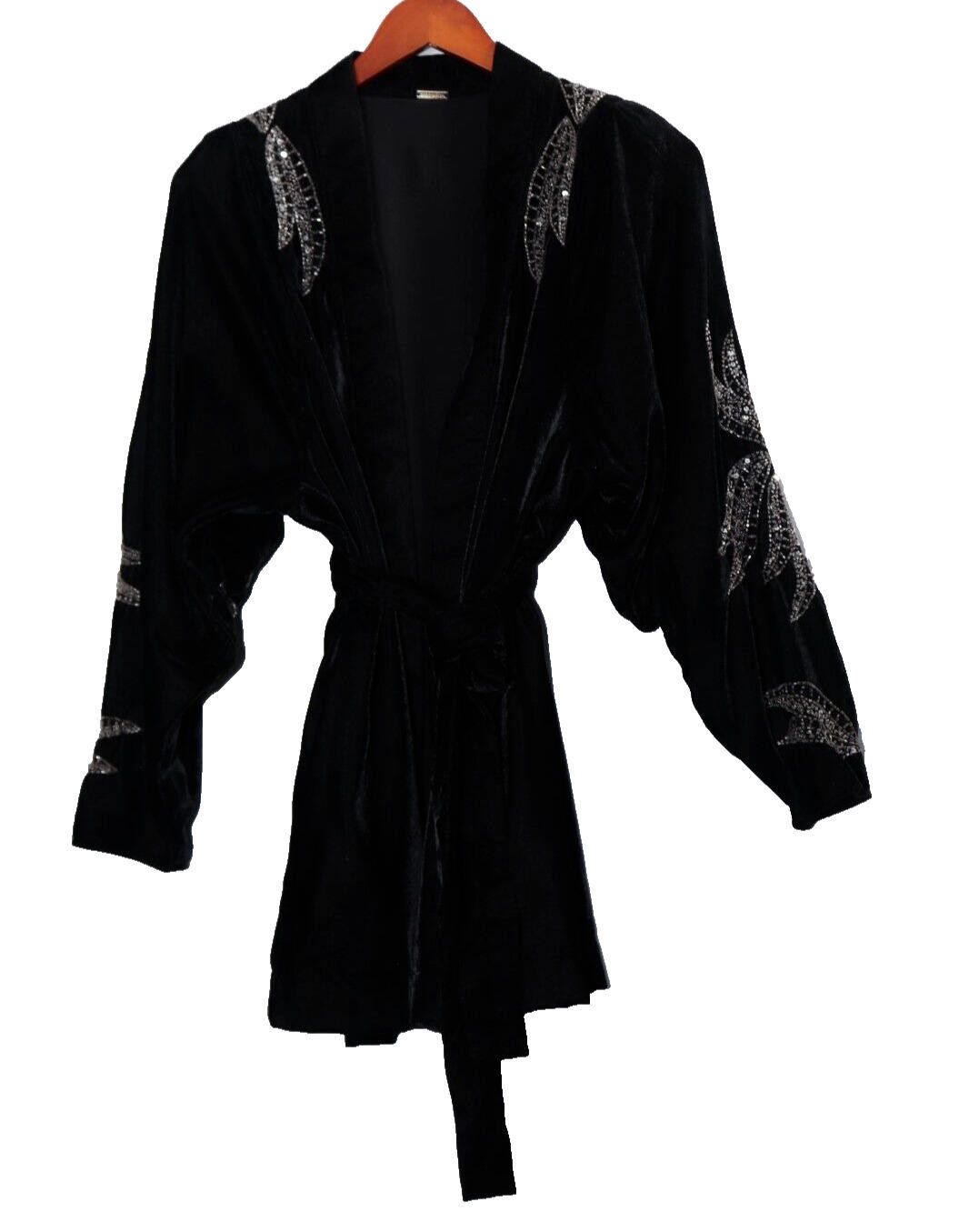 Designer Dodo Bar Or Women 42 Black Corinne Velvet Kimono Jacket Coat Size M / US 6-8 / IT 42-44 - 11 Thumbnail