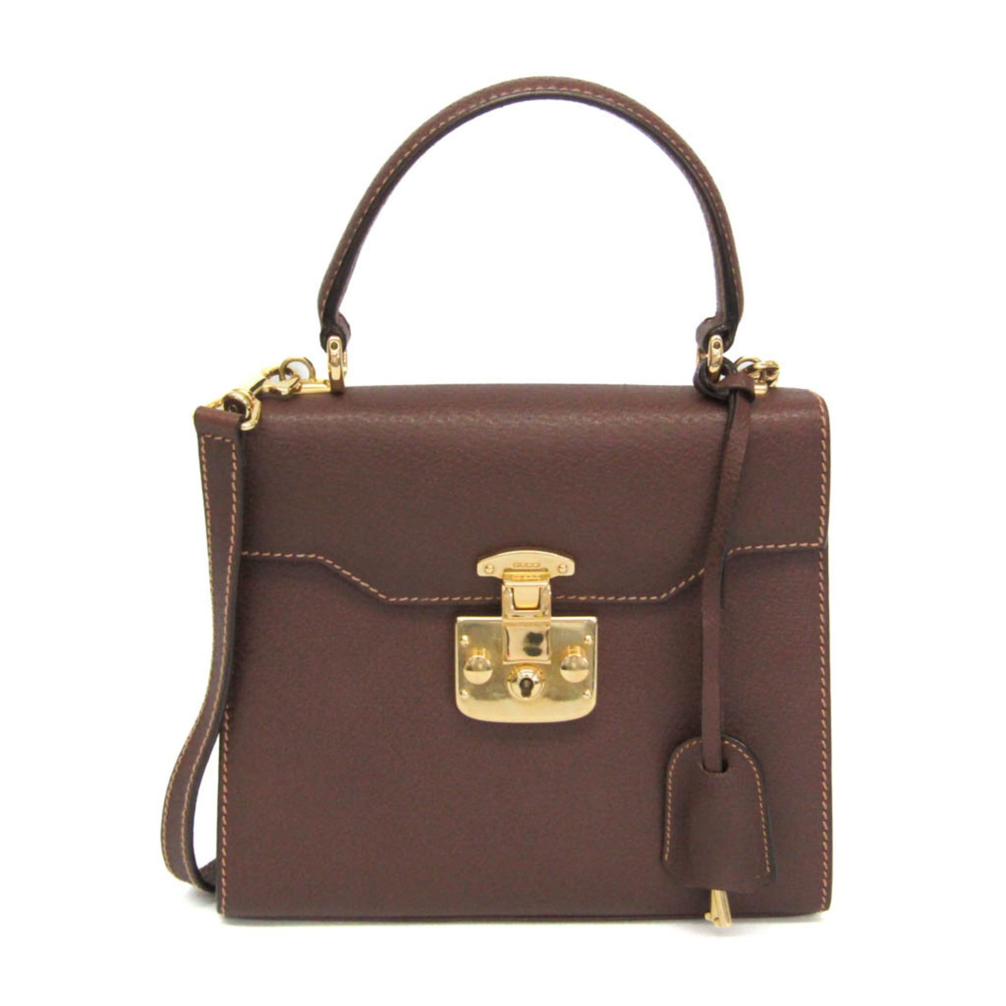Gucci Lady Rock 000 110 0211 Women's Leather HandbagShoulder Bag Brown