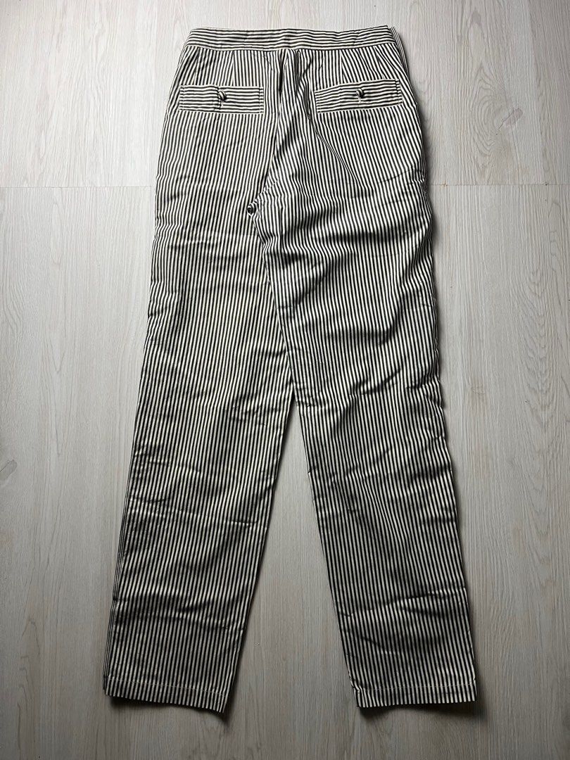 Issey Miyake × Japanese Brand × Pleats Please Issey Miyake RARE! Issey Miyake Side-Snap Striped Trousers Size 29" - 2 Thumbnail
