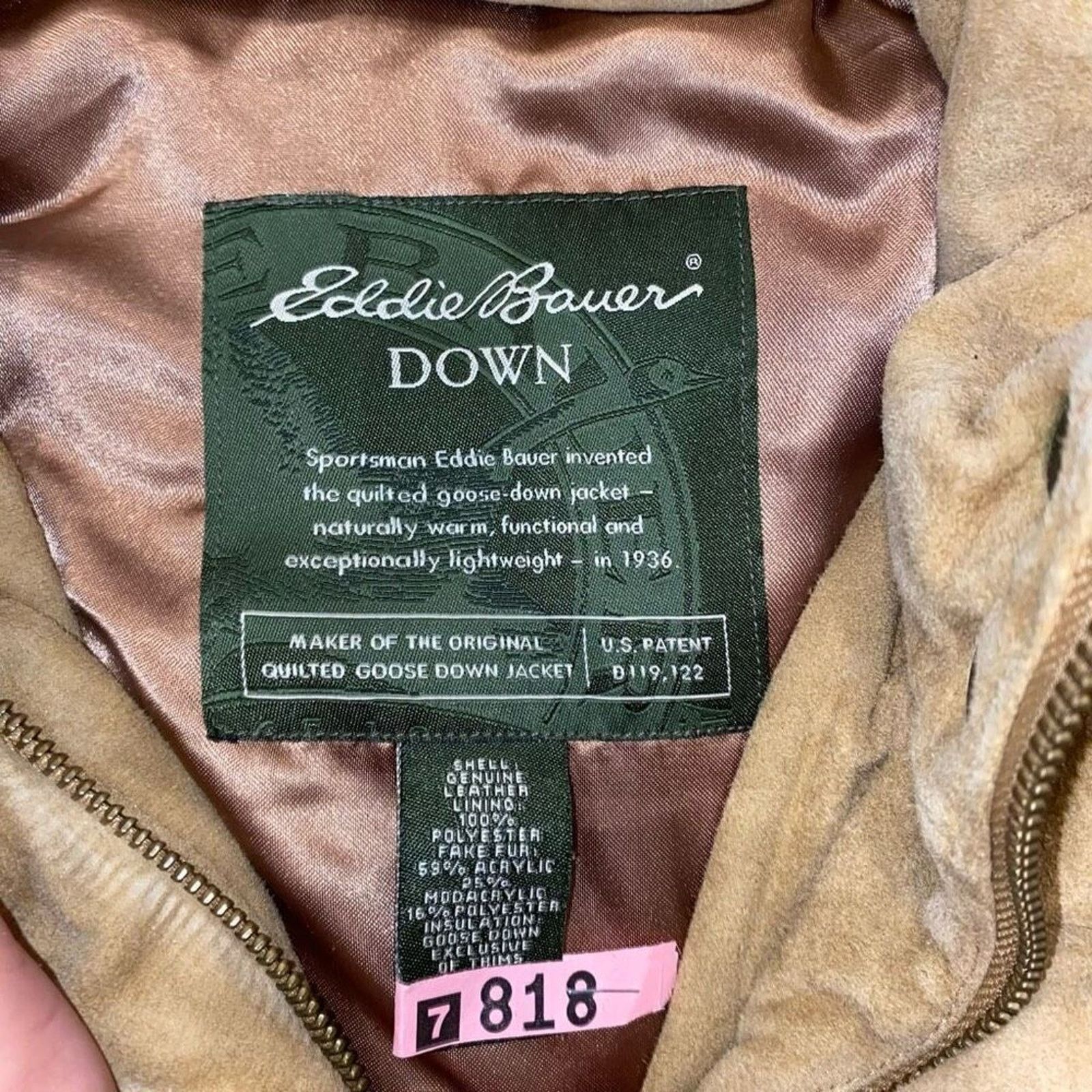 Eddie Bauer Eddie Bauer tan leather down zip front puffer vest | Sz M Size M / US 6-8 / IT 42-44 - 4 Thumbnail