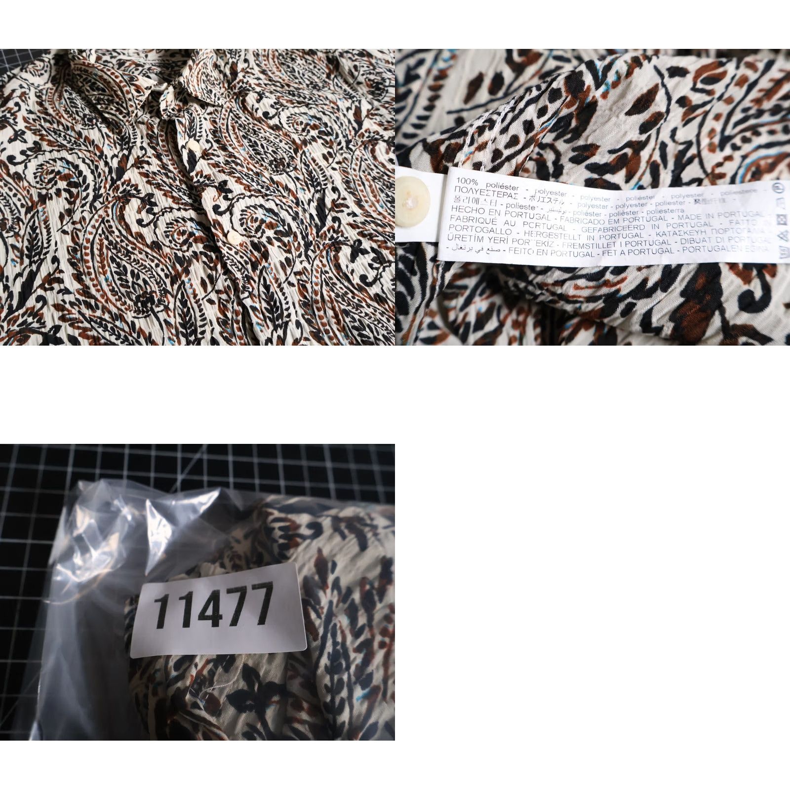 Zara VINTAGE Zara Paisley Shirt Mens Large White Brown Lightweight Crinkle Polyester Boho Size US L / EU 52-54 / 3 - 9 Thumbnail
