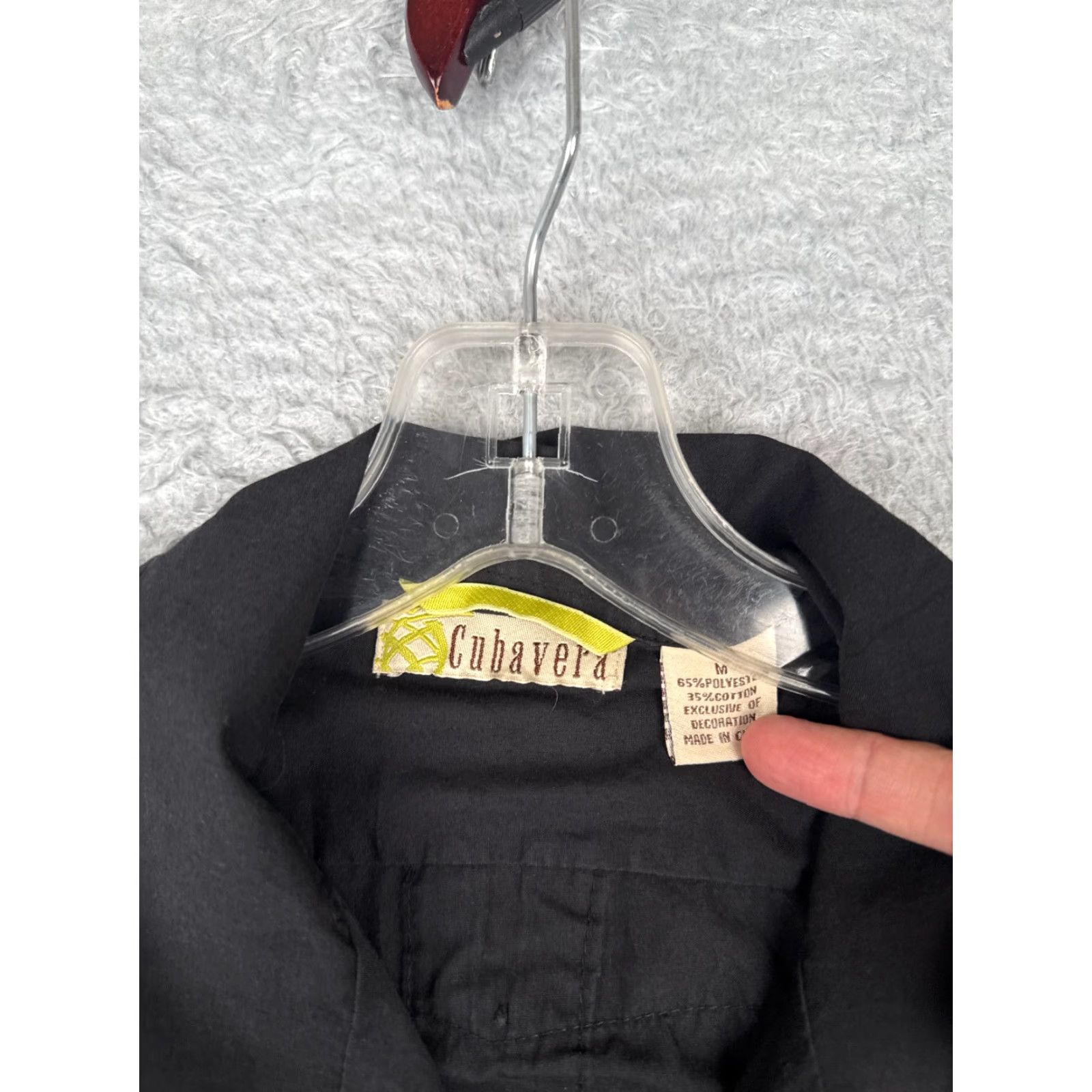 Cubavera Cubavera Guayabera Shirt Men M Black Button Up 4 Pocket Polyester Blend Size US M / EU 48-50 / 2 - 6 Thumbnail