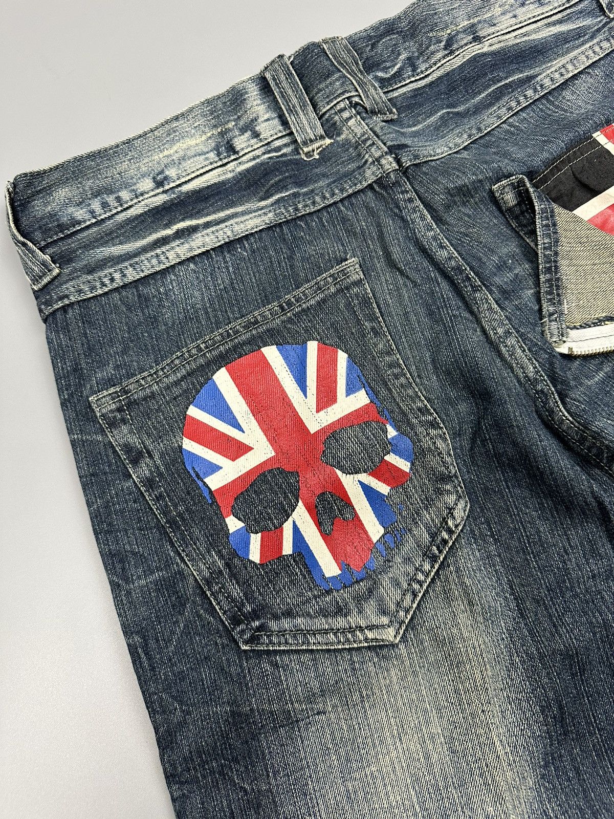 If Six Was Nine Distressed Flared Denim Jack Serika Britain Skull Bones Size US 34 / EU 50 - 17 Thumbnail