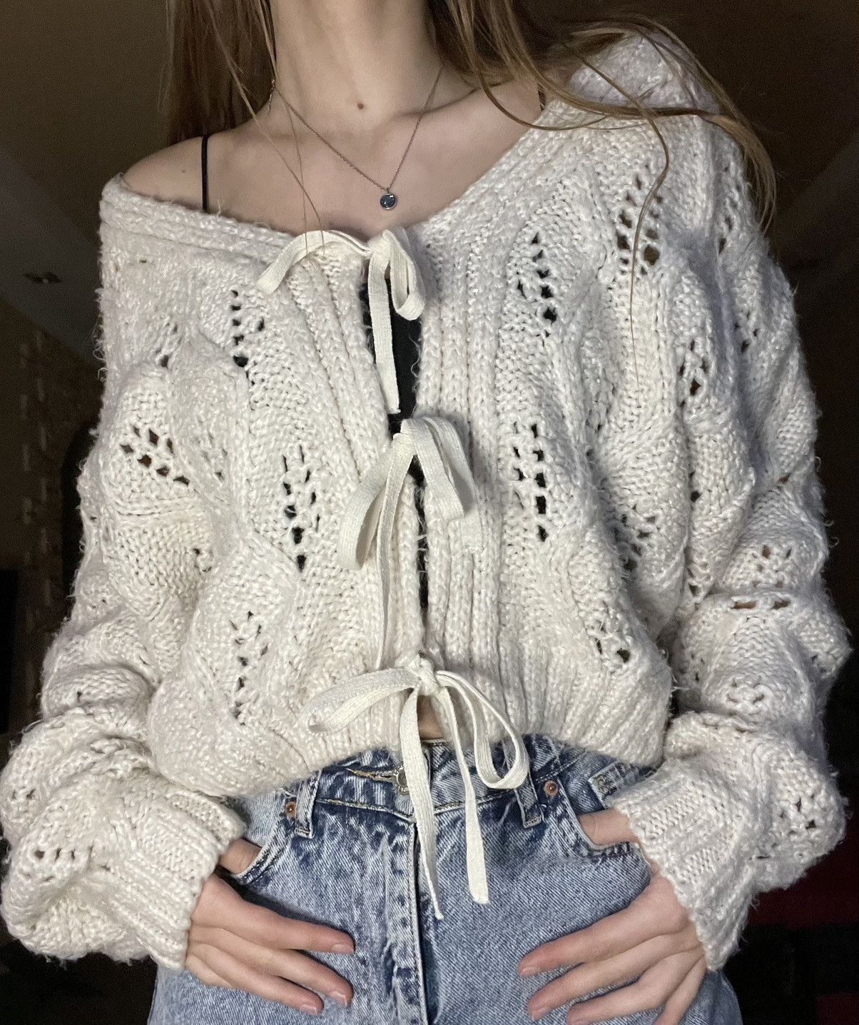 Vintage knitted sweater Size ONE SIZE - 1 Thumbnail