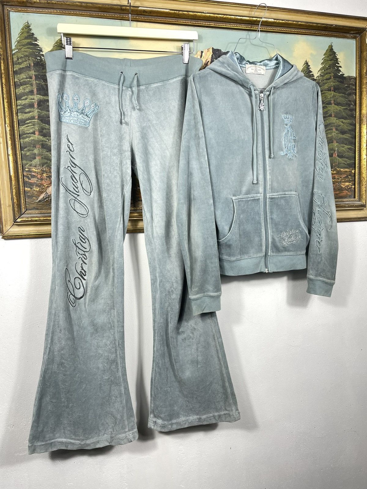 Retro 00s Christian Audigier Zip Up Hoodie Trousers Drip