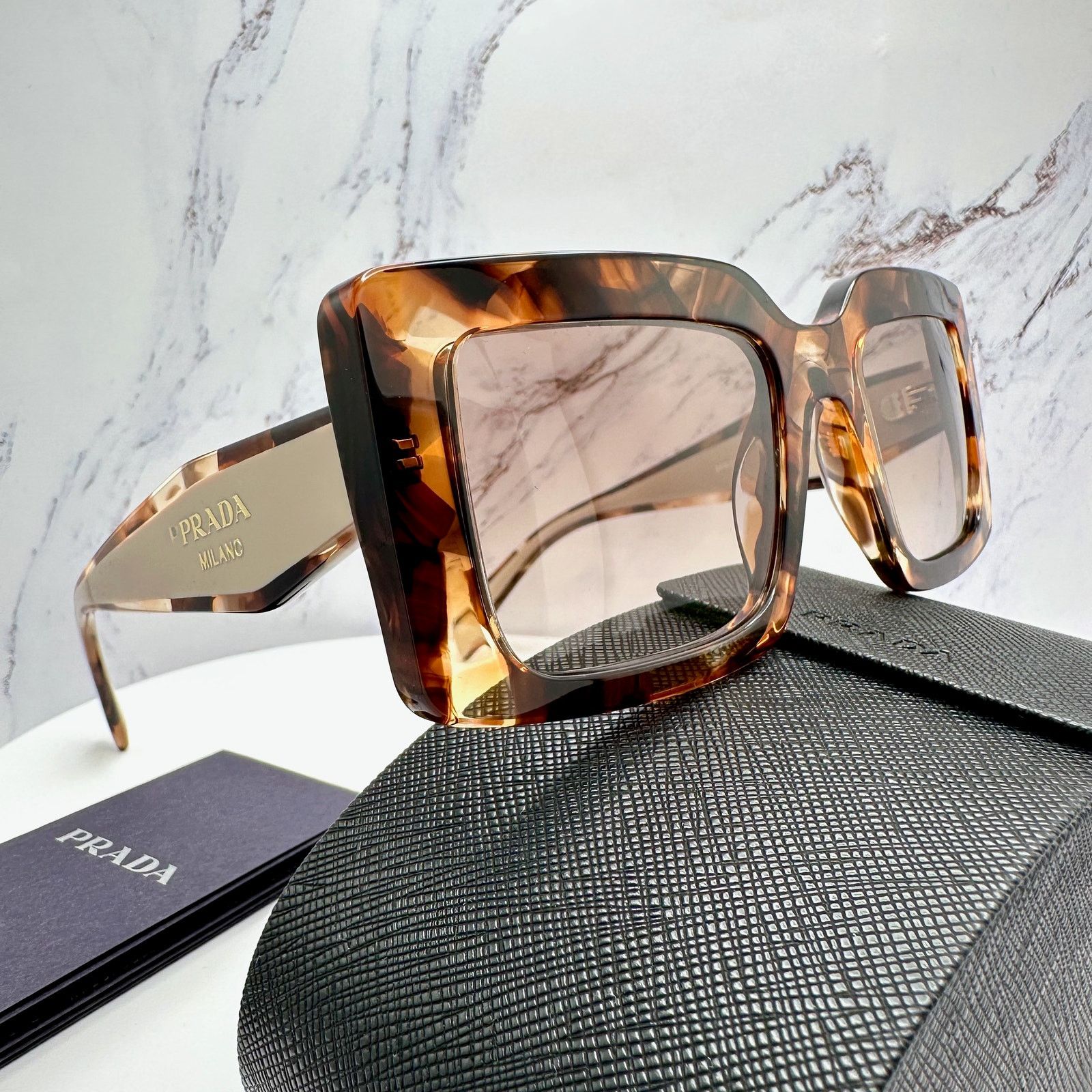 Prada New PRADA Sunglasses Brown Beige Caramel Gold Symbole Size ONE SIZE - 20 Thumbnail