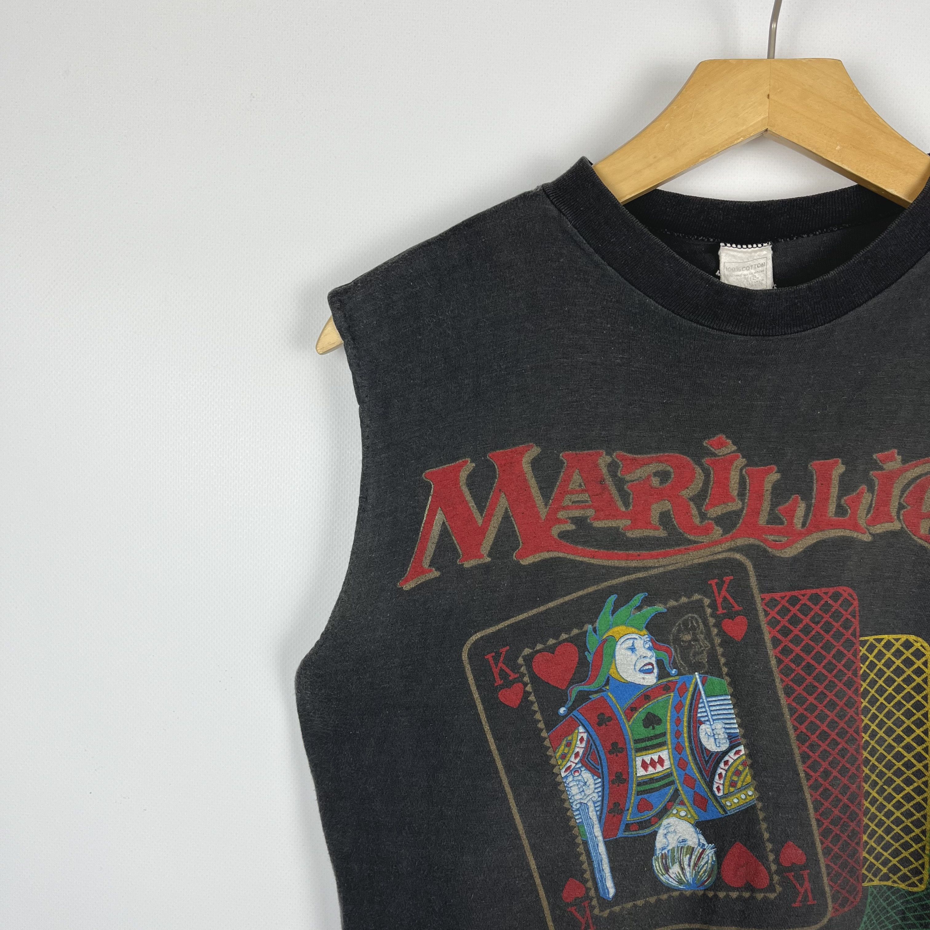 Band Tees Vintage Marillion Tour Rock Band Cropped T Shirt 1986 Size US M / EU 48-50 / 2 - 5 Thumbnail