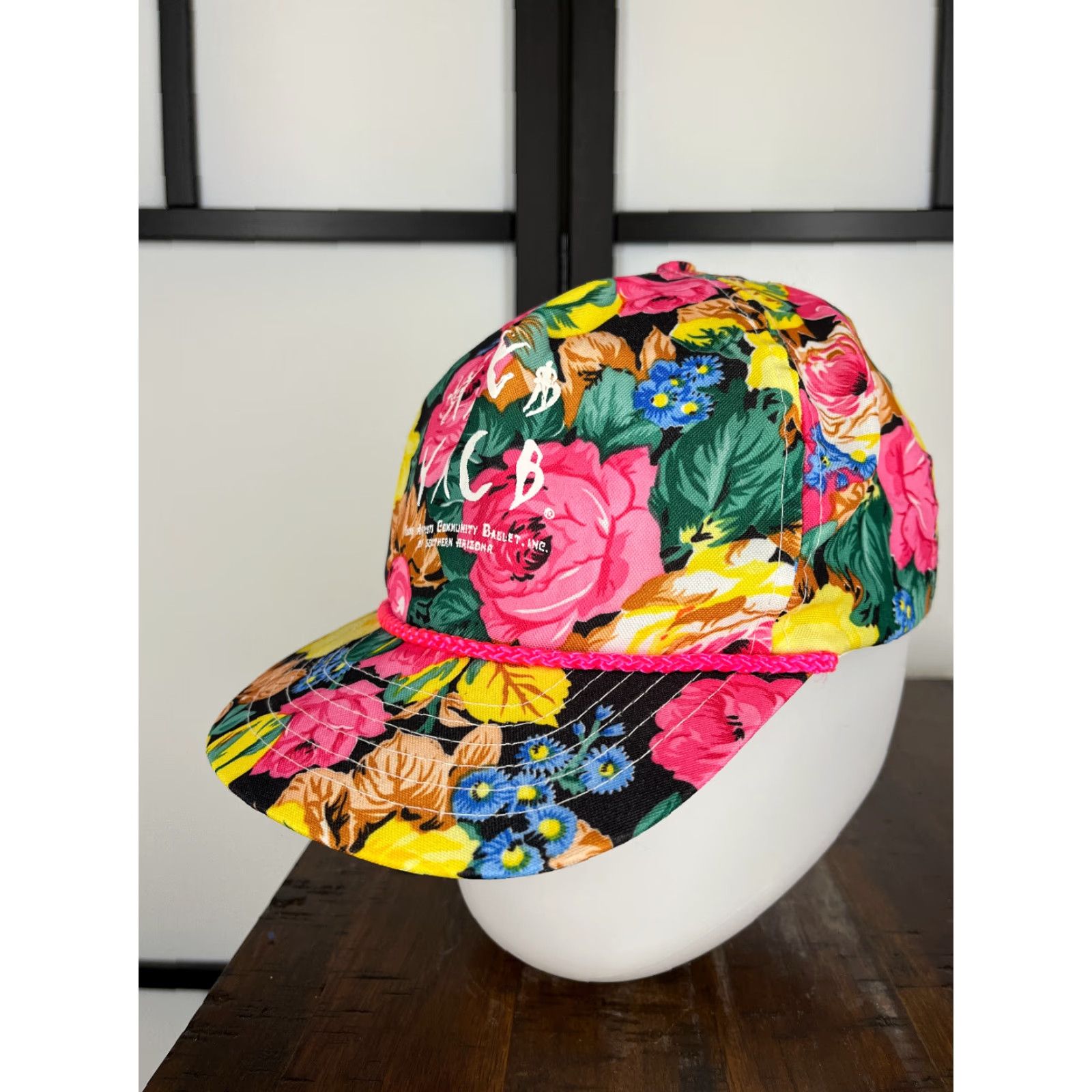 Vintage Pat Headmost Hat Cap Snap Back Adult Pink Floral Hair Community Ballet Young Artists Comunity Arizona Size ONE SIZE - 4 Thumbnail