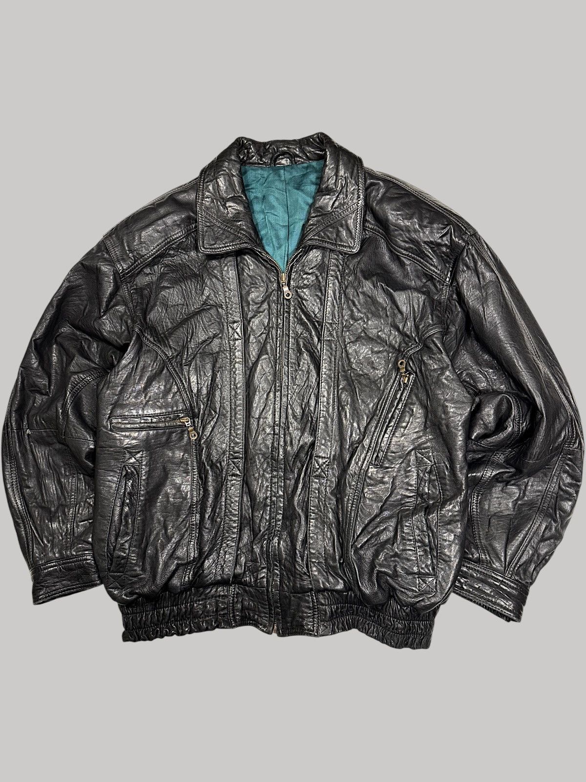 Vintage Vintage textured leather jacket bomber angelo litrico Size US M / EU 48-50 / 2 - 1 Thumbnail
