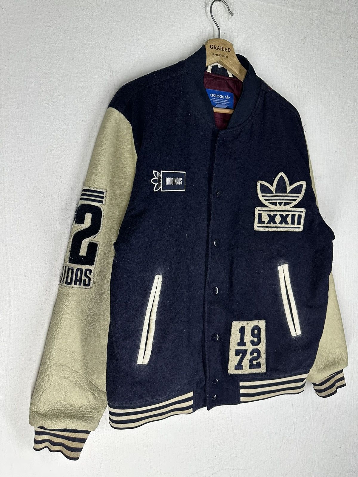 Adidas Adidas Varsity Wool/Leather Varsity Jacket Size US L / EU 52-54 / 3 - 3 Thumbnail
