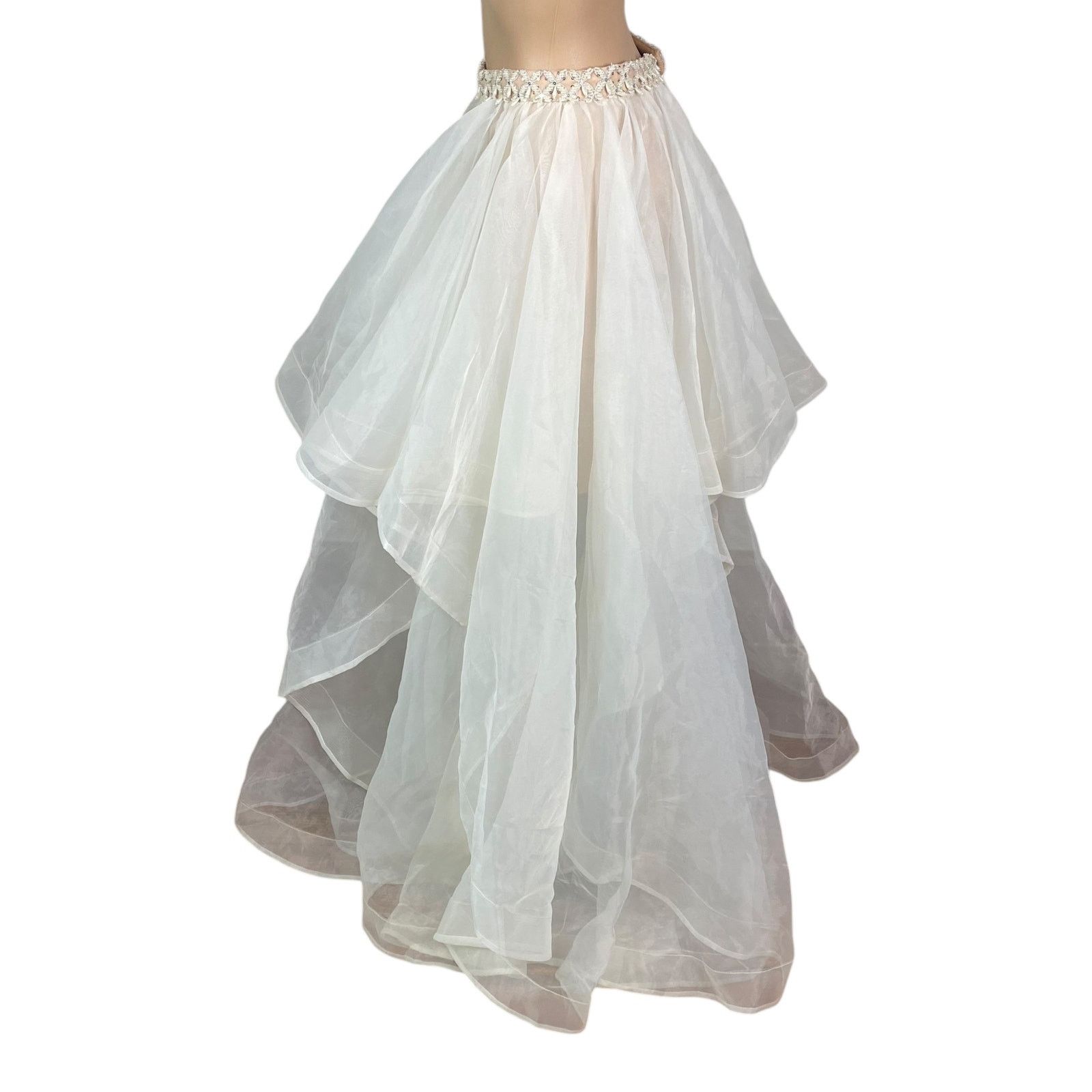 Neiman Marcus Terani Couture Ivory Beaded Ruffle Tiered Maxi Skirt SZ 8 Size 30" / US 8 / IT 44 - 10 Thumbnail