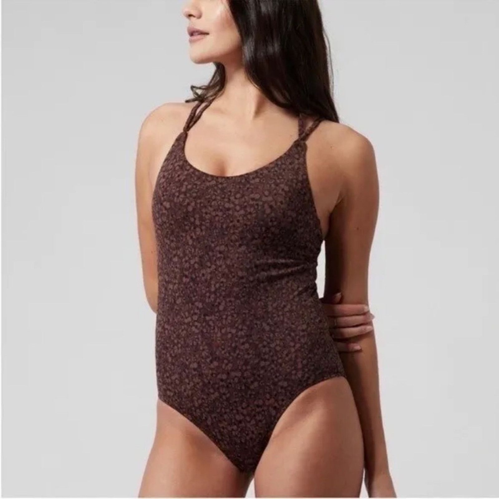 Athleta Athleta Brown Floral Print One Piece Keyhole Back Swimsuit Size M / US 6-8 / IT 42-44 - 1 Thumbnail