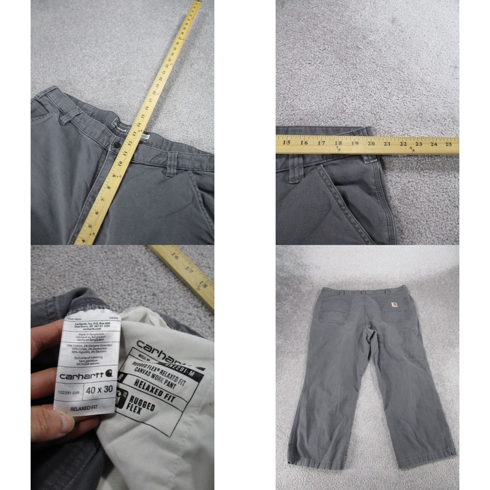 Carhartt CARHARTT Mens Pants 40 Gray Canvas Carpenter Workwear Regular Fit 40X26 Size US 40 / EU 56 - 8 Thumbnail