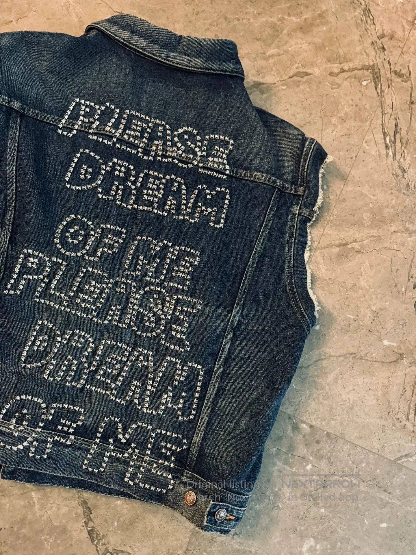 Celine Blue Denim Vest with Studded Text. Size US M / EU 48-50 / 2 - 4 Thumbnail