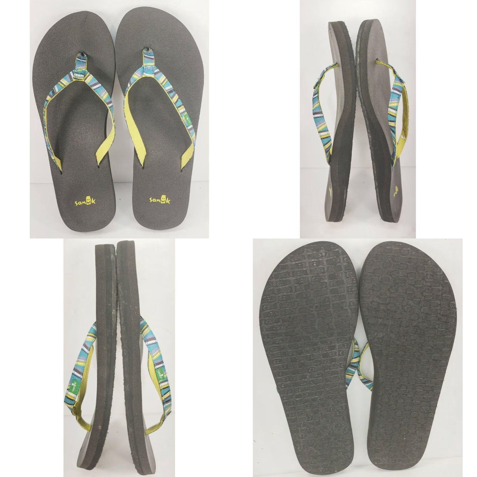 Sanuk Sanuk Women’s Flip Flops Teal Multicolor Yoga Mat Sandals Size 7 M Womens Casual Slide-on Flat Geometric Pattern Size US 7 / IT 37 - 8 Thumbnail
