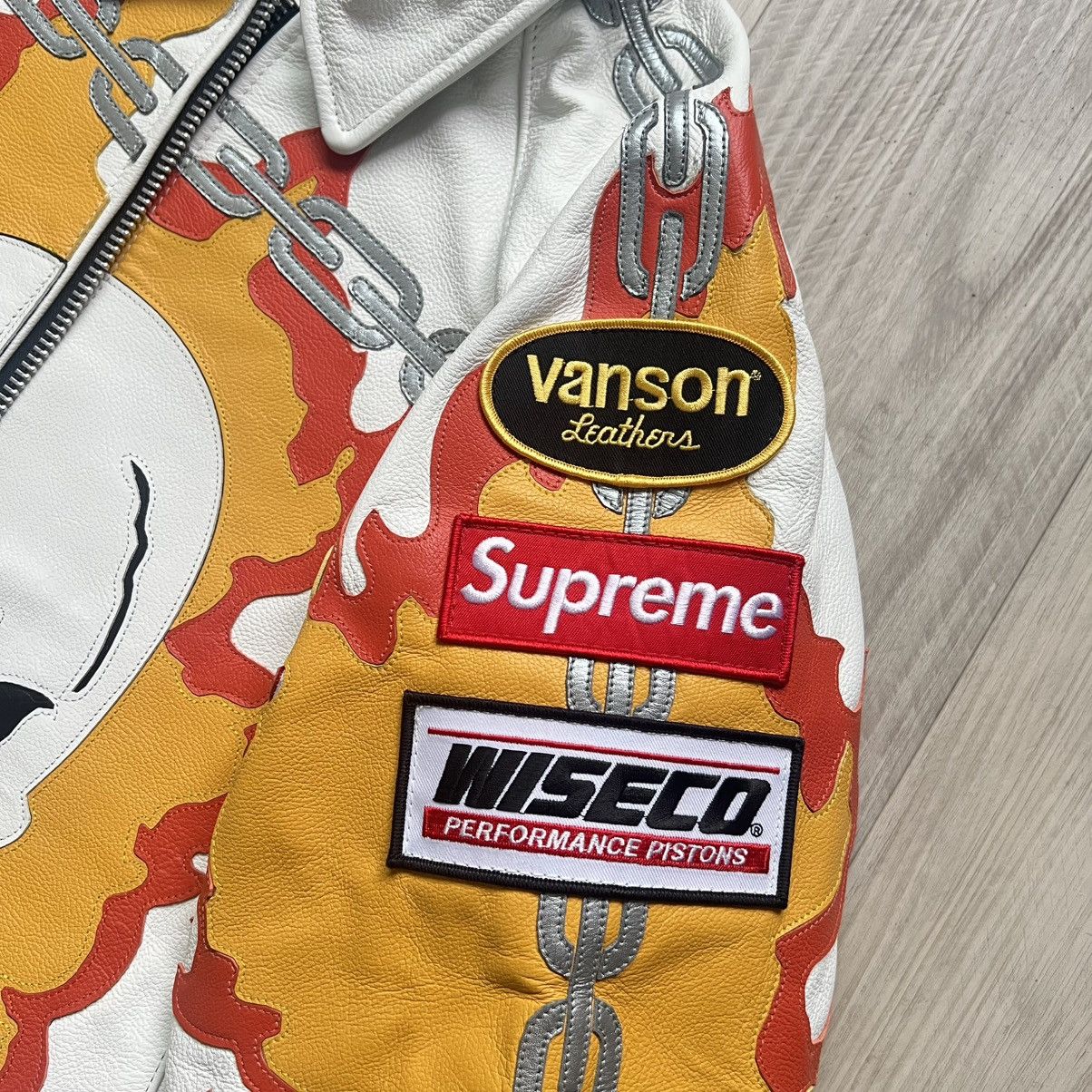 Supreme × Vanson Leathers Supreme x Vanson Leathers Ghost Rider Leather Jacket (White) Size US M / EU 48-50 / 2 - 10 Thumbnail