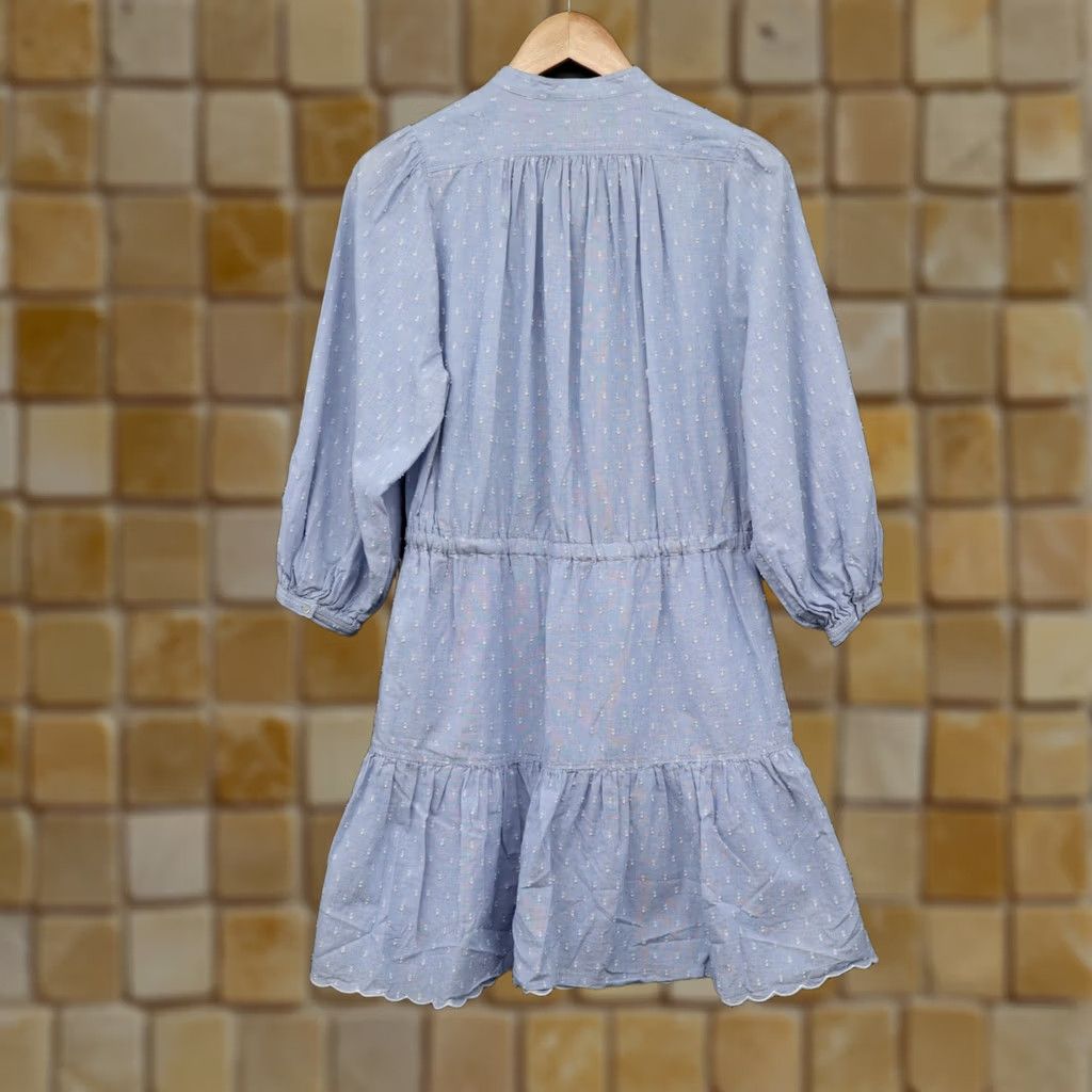 Joie JOIE Shirt Dress Womens Adel Cotton Fil Coupe Tiered Mini Cornflower Blue Sz M Size M / US 6-8 / IT 42-44 - 1 Thumbnail