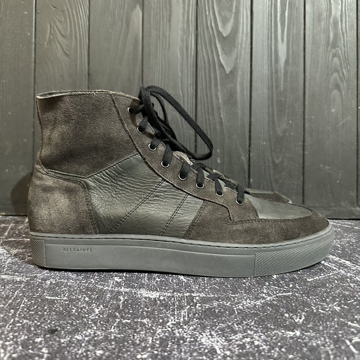 Allsaints ALL SAINTS - Men’s Leather Hi-Top Sneakers Size 44 Size US 10 / EU 43 - 3 Thumbnail