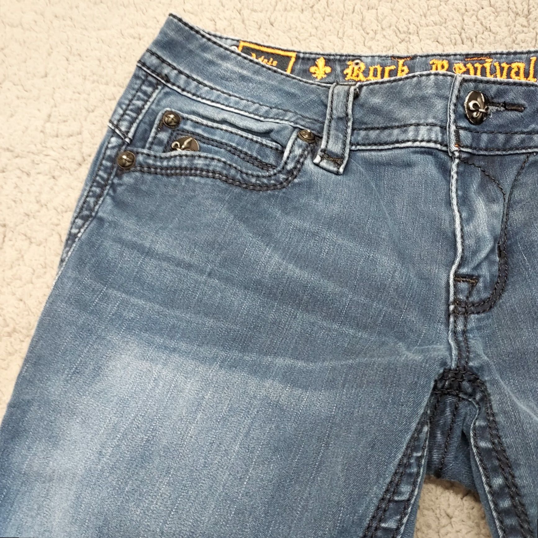 Vintage Rock Revival Adele Jeans Women's 29 x 31 Blue Low Rise Bootcut Medium Wash Denim Size 29" - 7 Thumbnail