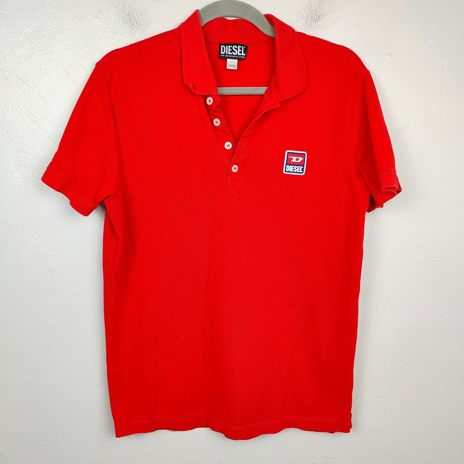 Diesel Diesel Polo Shirt Mens XL Red Logo Emblem Pique Knit Size US XL / EU 56 / 4 - 1 Thumbnail