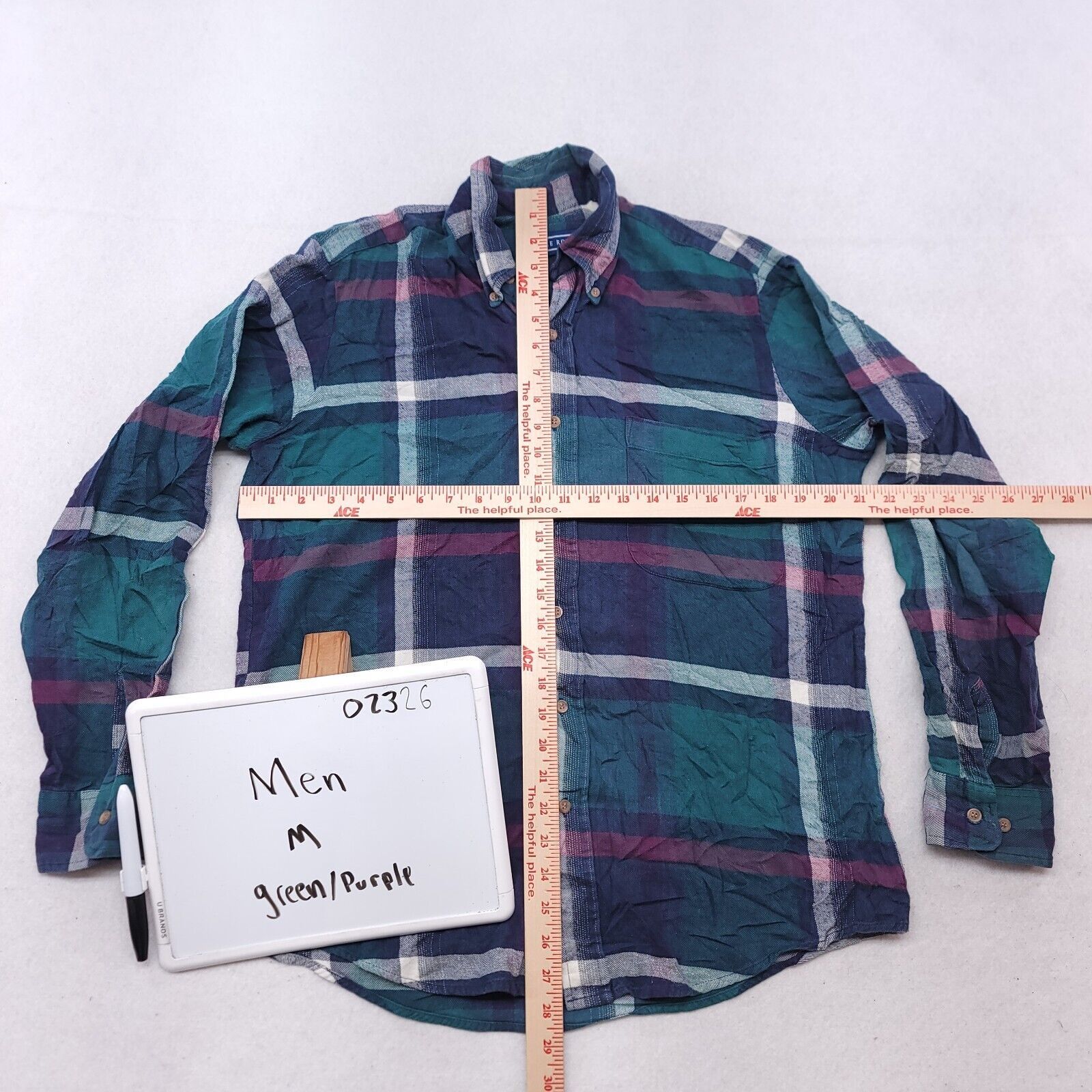 Savile Row Savile Row Madras Flannel Shirt Mens Size M Green Purple Size US M / EU 48-50 / 2 - 6 Thumbnail