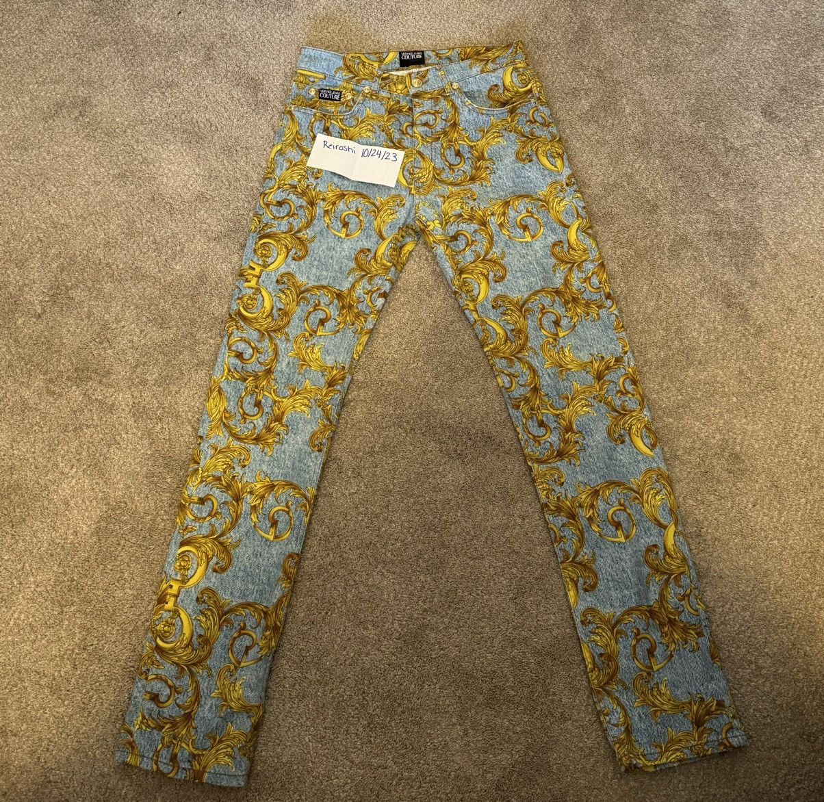 VERSACE JEAN COUTURE Men's Slim Baroque Light-Wash Jeans