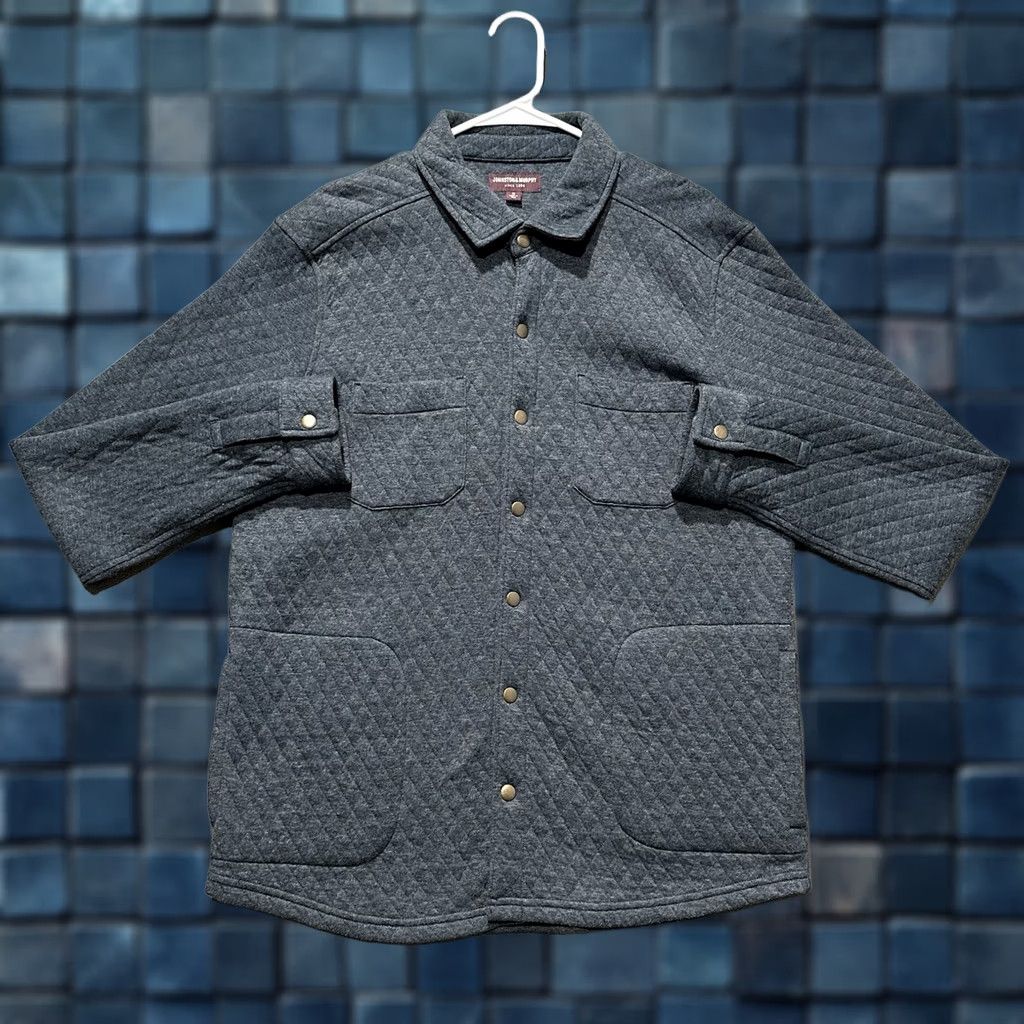 Johnston & Murphy Johnston & Murphy Shirt Mens 2XL Blue Quilted Shacket Jacket Diamond Knit Button-Up Fall Winter Size US XXL / EU 58 / 5 - 1 Thumbnail