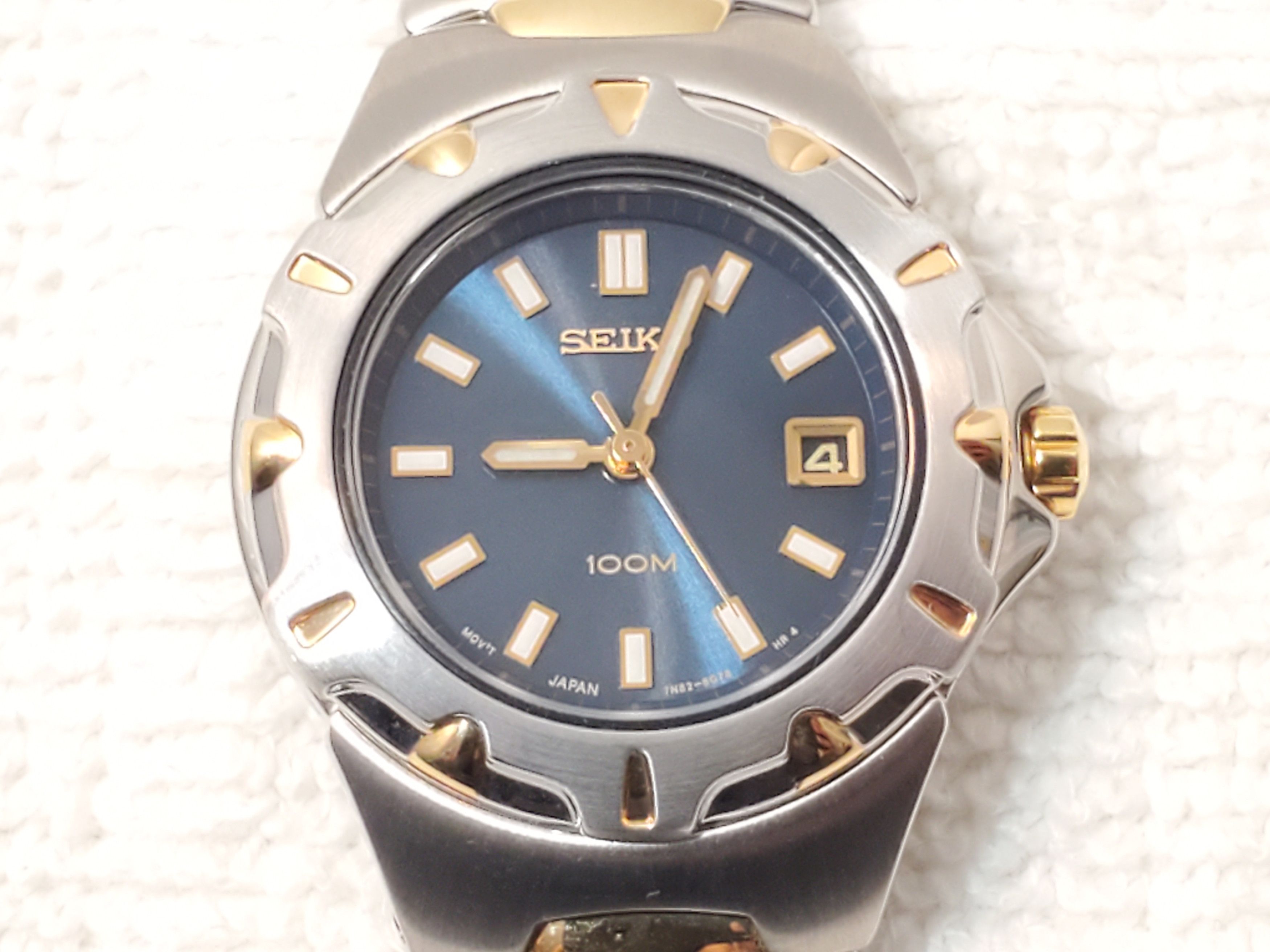Seiko Vintage Seiko Gold Tone S Steel Blue Dial Date Women Watch Size ONE SIZE - 1 Thumbnail