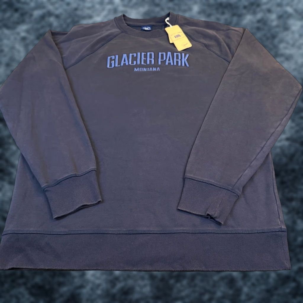 Vintage Outta Town Glacier Park Montana Sweatshirt Mens L Navy Blue NWT Fleece Embroidered Logo Pullover Raglan Crew Neck All Seasons Size US L / EU 52-54 / 3 - 1 Thumbnail