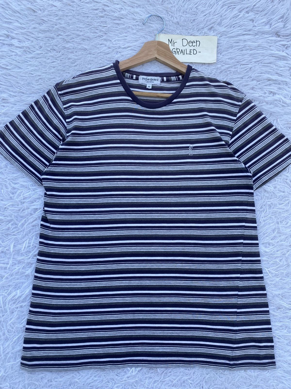 Yves Saint Laurent Rare Vintage YSL Yves Saint Laurent Stripes Tshirt Size US S / EU 44-46 / 1 - 4 Thumbnail
