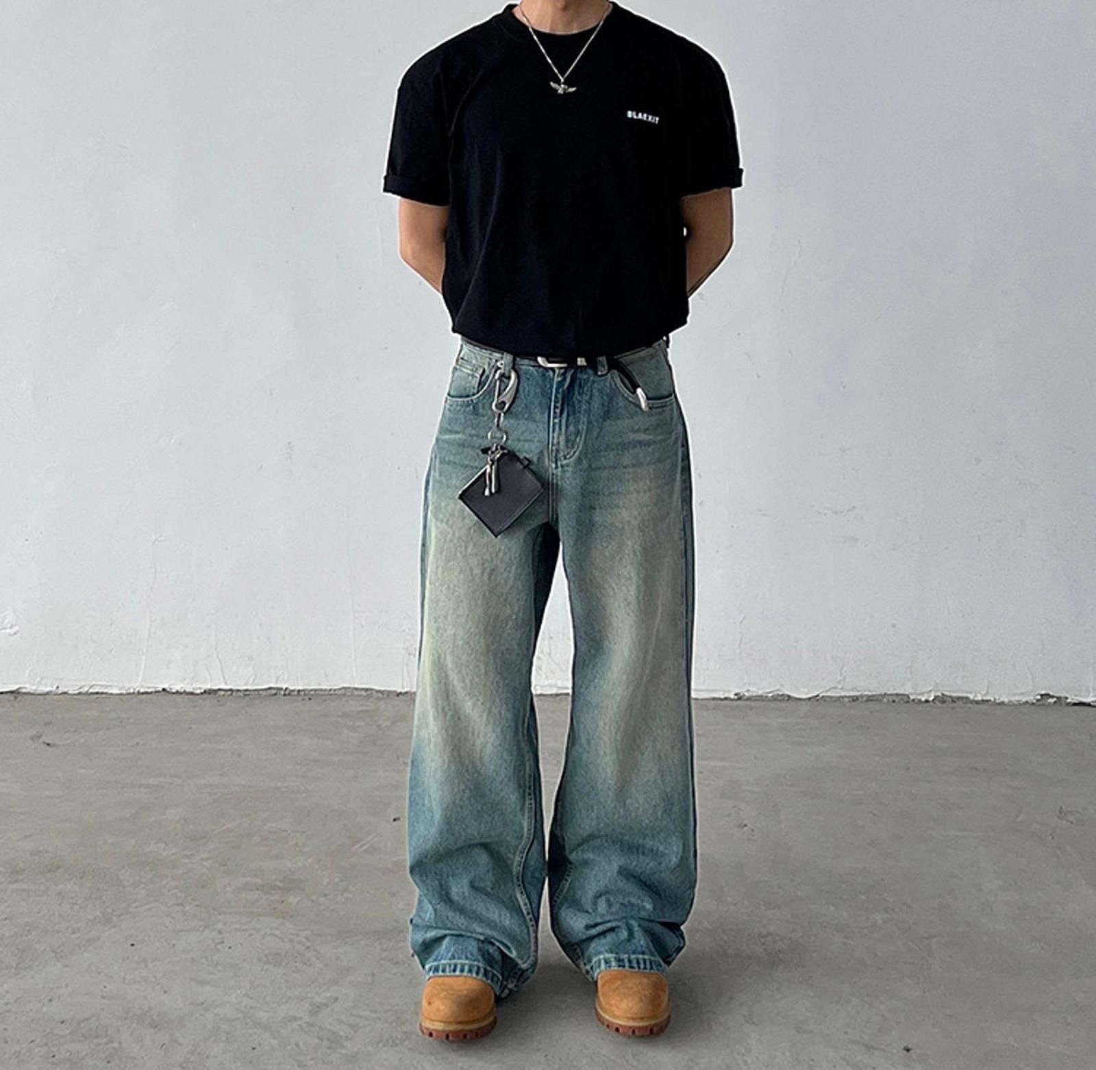 Jean × Vintage Baggy Wide-Leg Denim Jeans Size US 33 - 3 Thumbnail