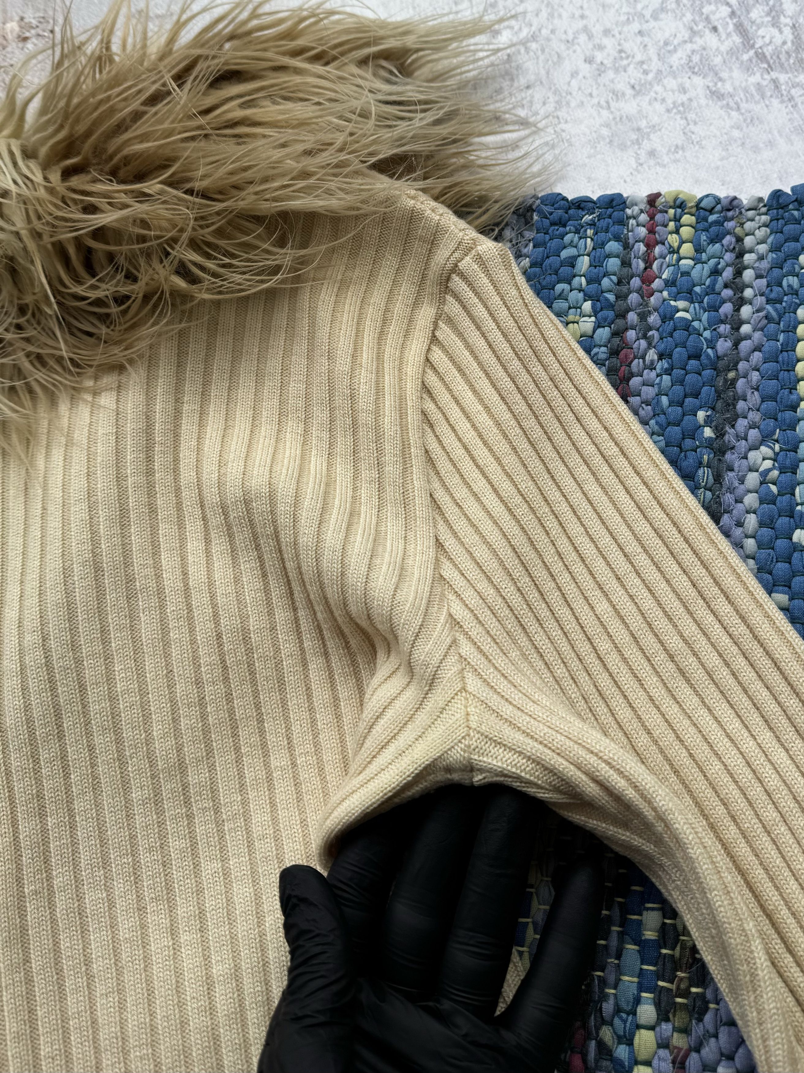 Vintage Vintage Ribbed Sweater With Faux Fur Details A608(790)D15 Size M / US 6-8 / IT 42-44 - 6 Thumbnail