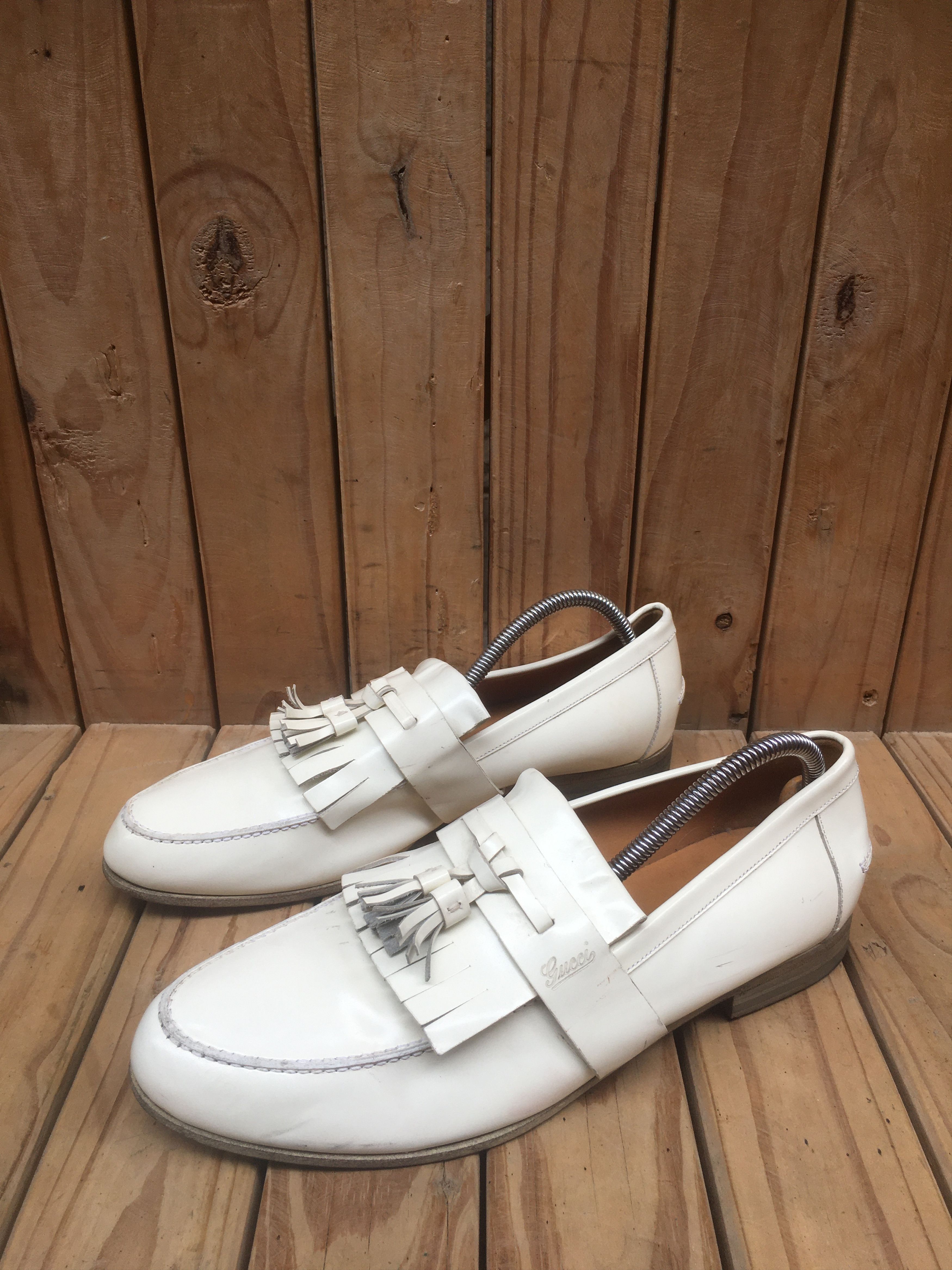 Gucci Gucci 216146 Cream Men's leather Loafers USA 7.5 EUR 41 Size US 7.5 / EU 40-41 - 4 Thumbnail