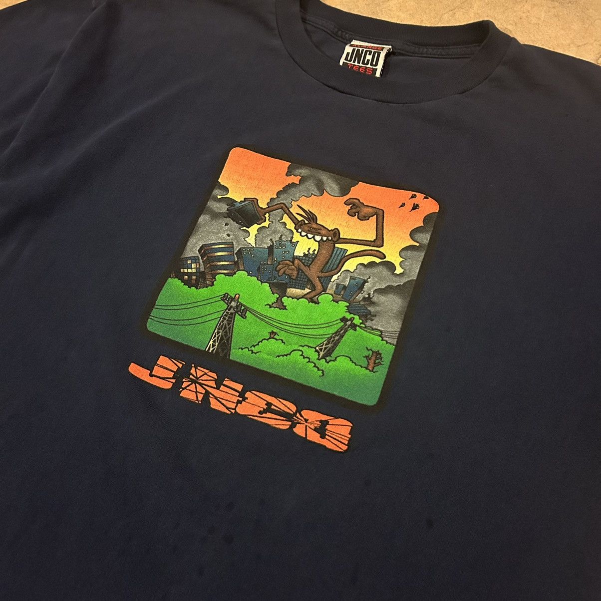 JNCO × Vintage Crazy Vintage 90s JNCO Jeans Monkey Godzilla Tee Skater Size US XL / EU 56 / 4 - 3 Thumbnail