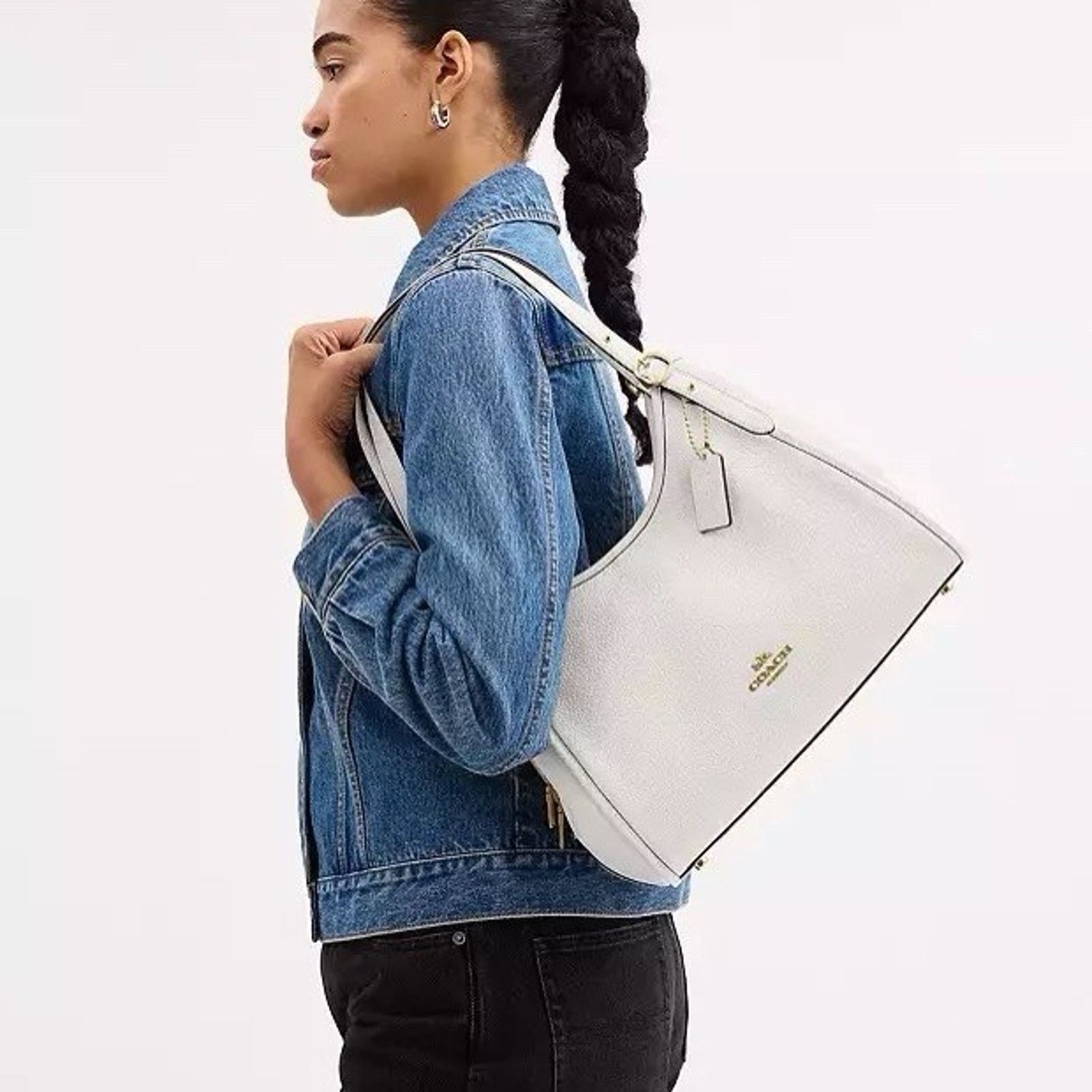 Coach NWT Coach Erin Shoulder Bag pebble Leather CAQ86 Gold/Chalk Size ONE SIZE - 9 Thumbnail