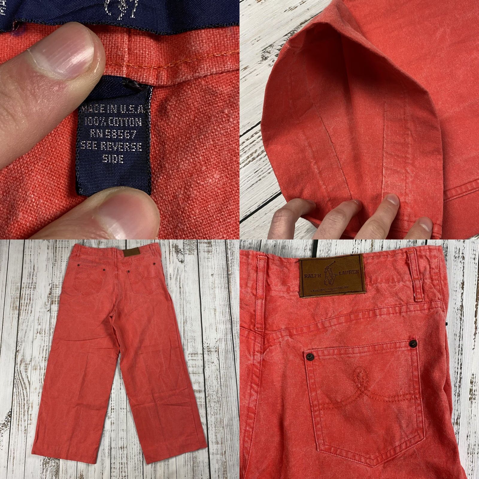 Ralph Lauren VINTAGE RALPH LAUREN WIDE LEG JEANS Womens 10 Vibrant Red Denim 80s Made in USA Size 32" / US 10 / IT 46 - 8 Thumbnail