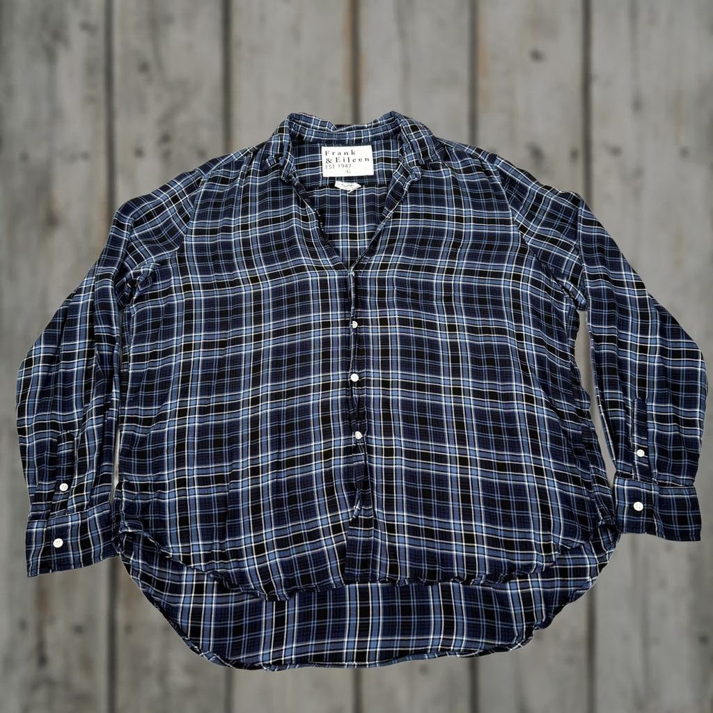 Frank & Eileen Frank & Eileen Button-Up Shirt Women Large Blue Plaid Modal Italy Eileen Relaxed Lightweight Casual Vintage No Size L / US 10 / IT 46 - 1 Thumbnail