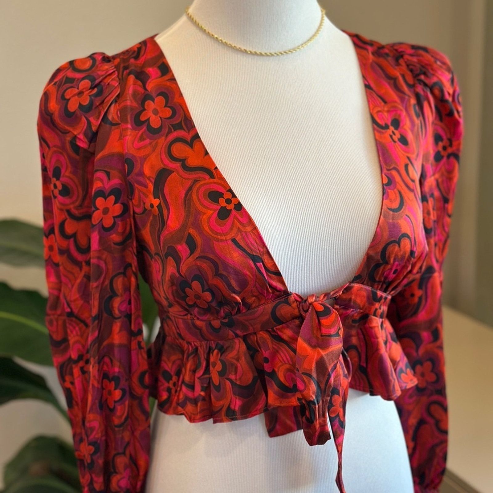 For Love & Lemons NWT For Love And Lemons Davina Tie Front Blouse Size S / US 4 / IT 40 - 1 Thumbnail