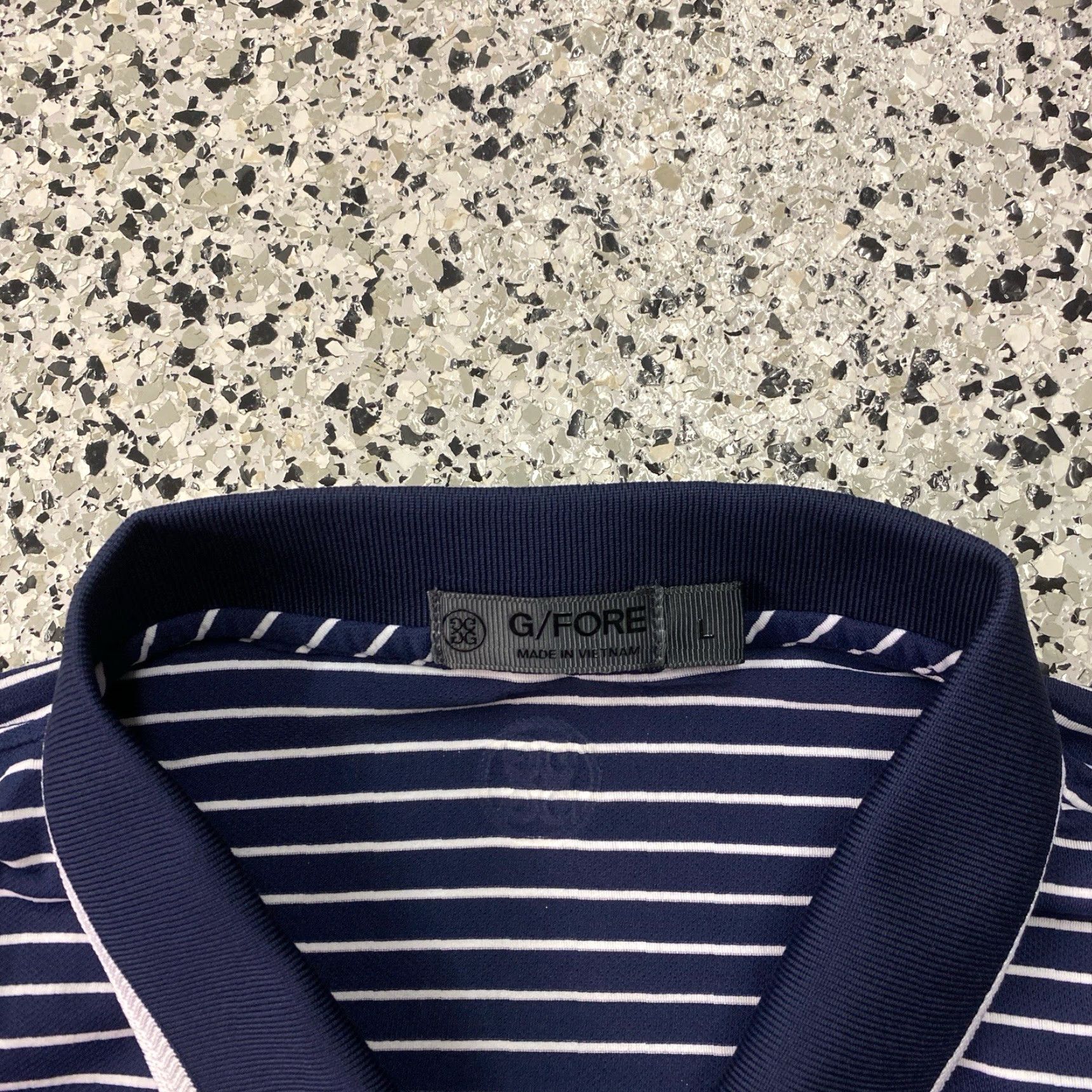 G/FORE G/FORE Polo Shirt Mens Large Blue Short Sleeve Stripes Golf Bandon Dunes Skull Print Size US L / EU 52-54 / 3 - 3 Thumbnail