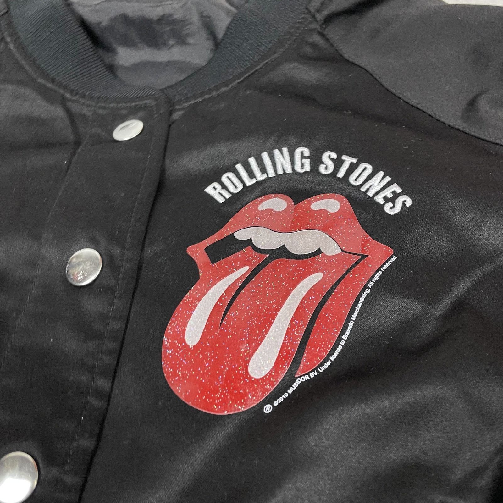 The Rolling Stones Rolling Stones Women's Black Snap Button Bomber Jacket 16 Size XXL / US 16-18 / IT 52-54 - 2 Thumbnail