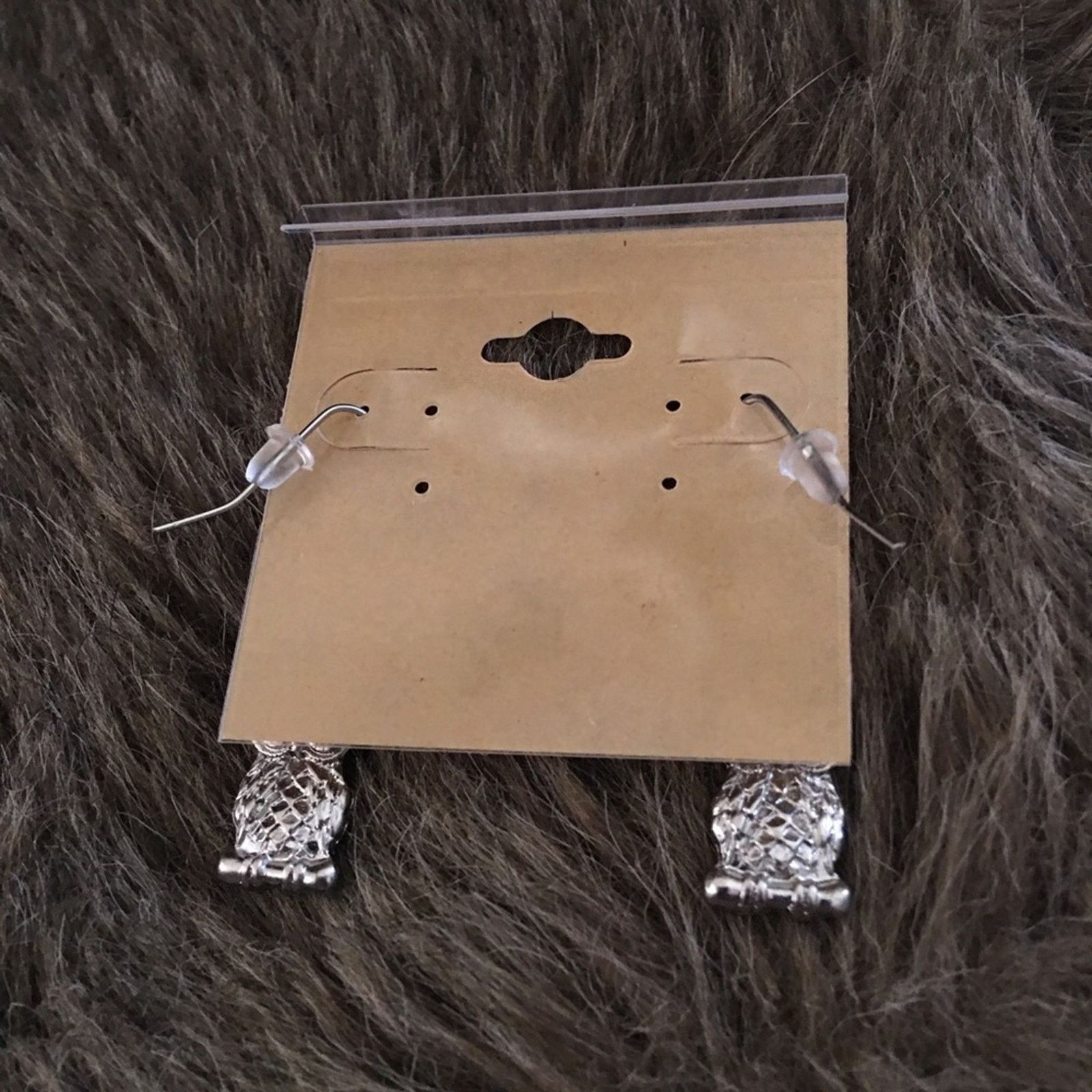 Jewelry Silver tone owl with faceted glass earrings Size ONE SIZE - 4 Thumbnail