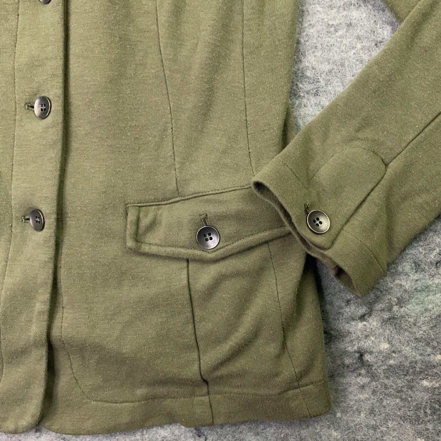 J. Jill J. Jill Jacket Womens Small Green Button Up High Neck Knit Pocket Pockets Classic Fit Regular Size S / US 4 / IT 40 - 3 Thumbnail
