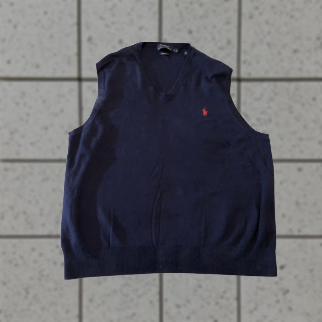 Polo Ralph Lauren Polo Ralph Lauren Sweater Vest L Men Navy Blue Cotton Vest Modern Polo Ralph Lauren Mens Large Vest Blue Cotton Size US L / EU 52-54 / 3 - 1 Thumbnail