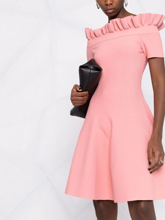 Alexander McQueen o1y0325 Mini Dress in Salmon Pink Size M / US 6-8 / IT 42-44 - 5 Thumbnail