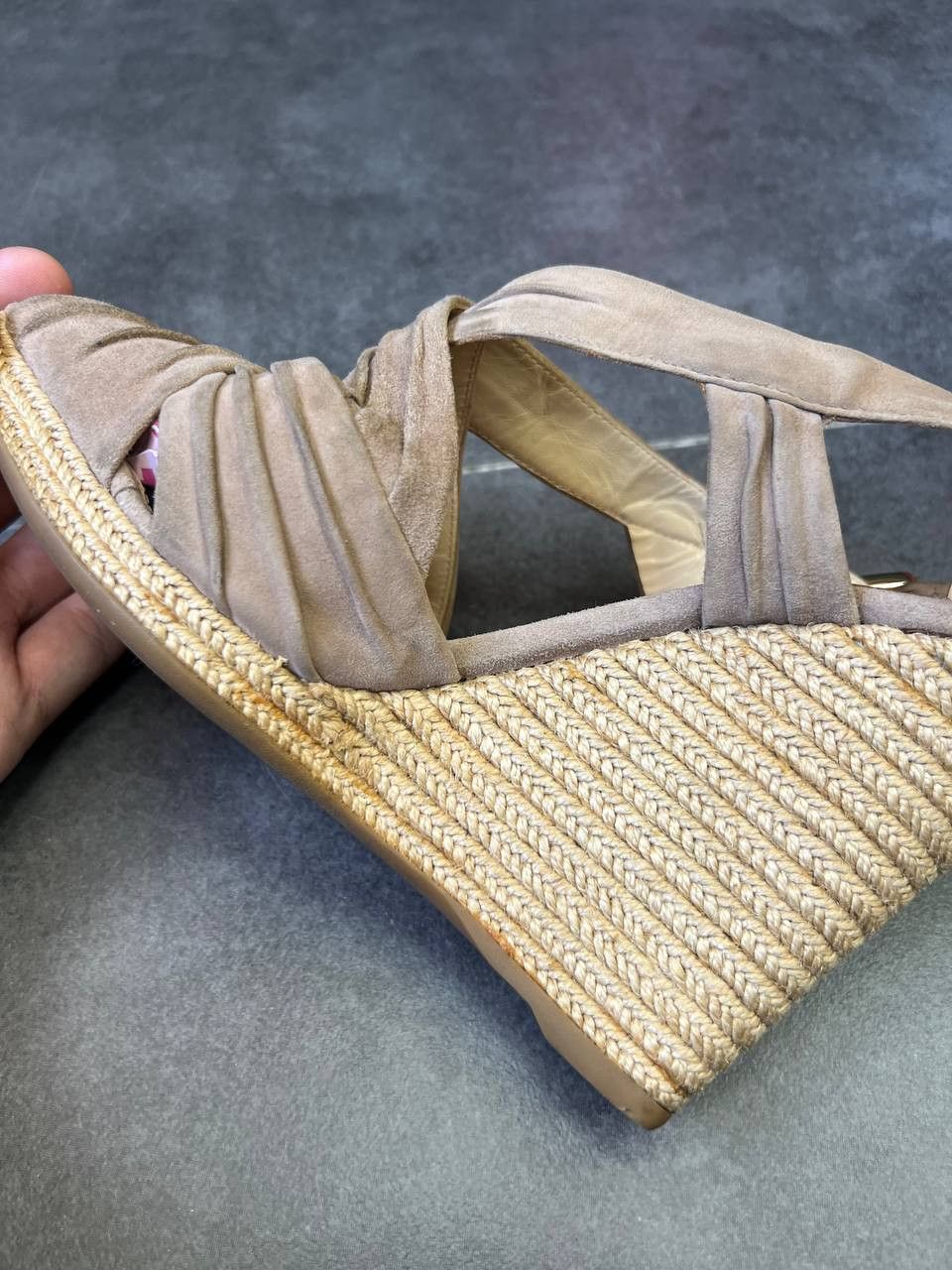 Prada Prada Womens Wedge Sandals Brown Shoes Canvas Platform Size US 10.5 / IT 40.5 - 7 Thumbnail