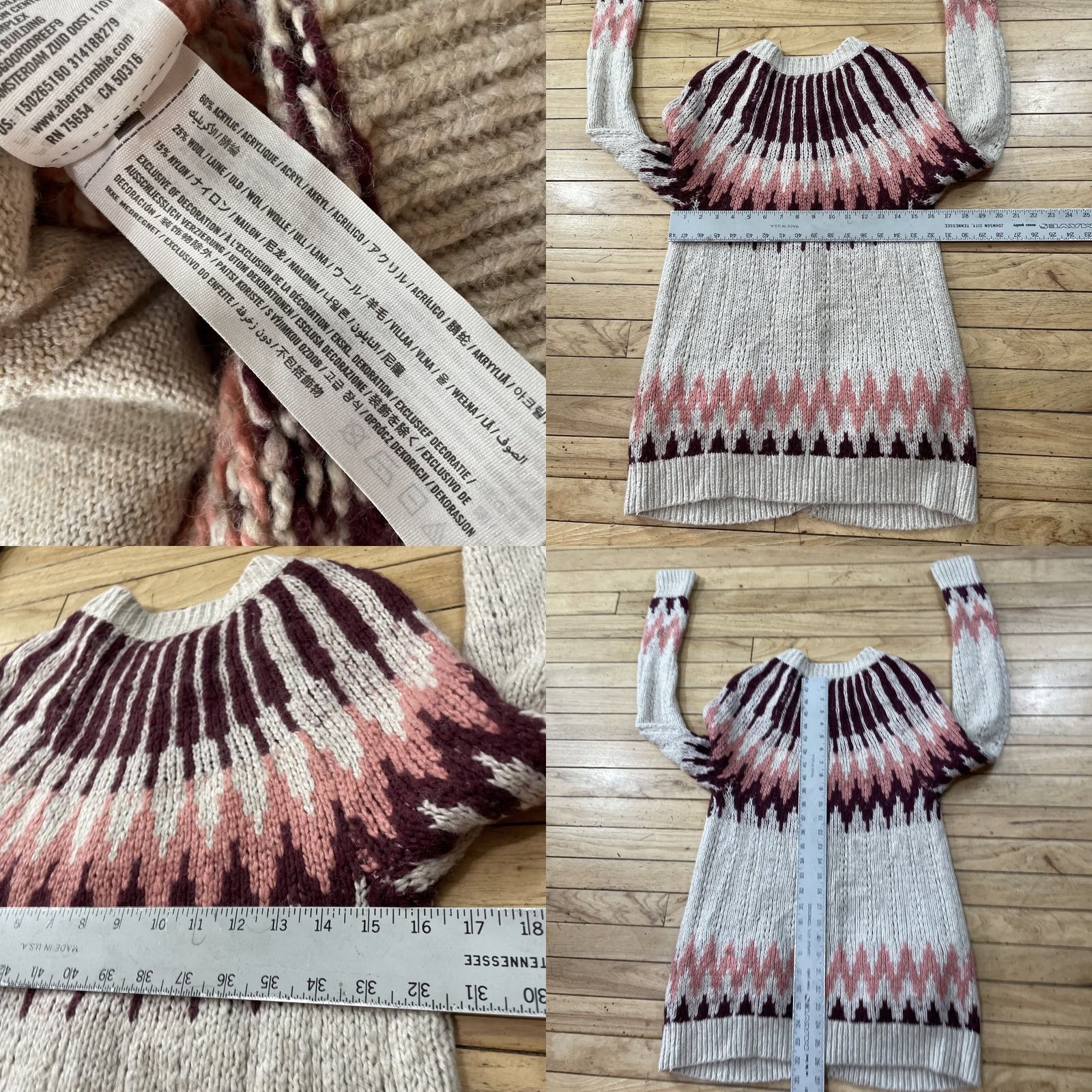 Abercrombie & Fitch Abercrombie & Fitch Wool Cardigan Sweater Women S Beige Pink Nordic Y2K Knit S Size S / US 4 / IT 40 - 8 Thumbnail