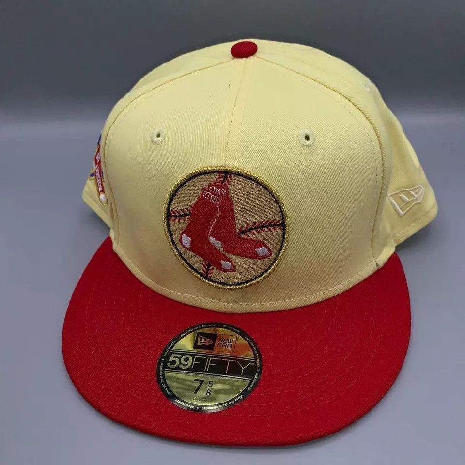 New Era Boston Red Sox Hat Men 7 5/8 59Fifty New Era MLB Fitted Cap Size ONE SIZE - 3 Thumbnail