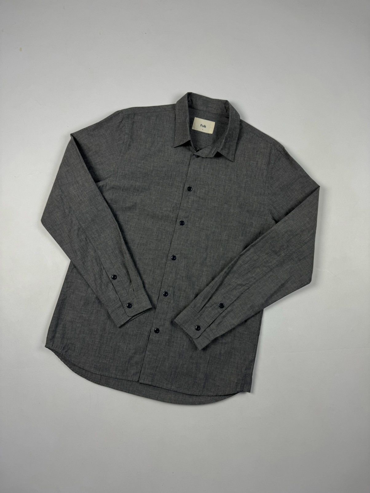 Folk FOLK Grey Cotton Button Down Long Sleeve Shirt Size US M / EU 48-50 / 2 - 1 Thumbnail