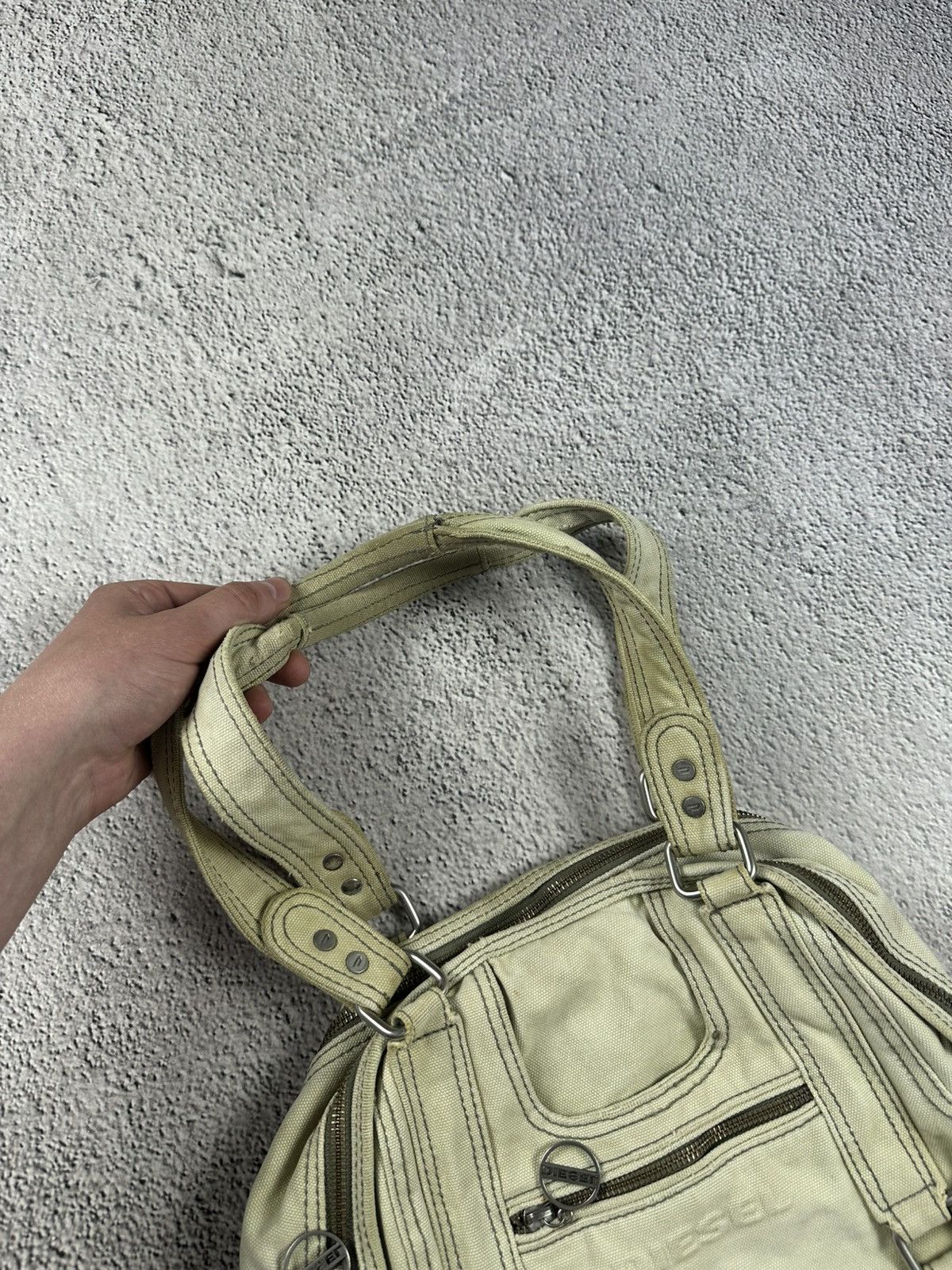 Diesel Diesel Round Canvas Tote “Still Brave” Y2K Bag Faded Japan Size ONE SIZE - 7 Thumbnail
