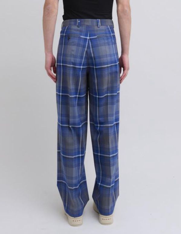 Marni o1w1db10326 Check-Print Tailored Trousers in Blue Size US 34 / EU 50 - 2 Thumbnail